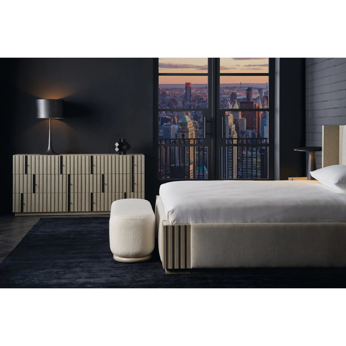 Luxury Modern Gray Slatted 6-Drawer Dresser European Style for Villa