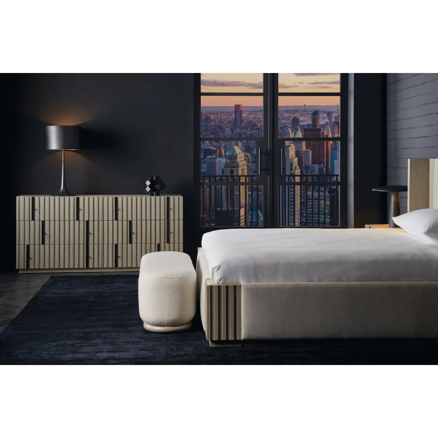 Luxury Modern Gray Slatted 6-Drawer Dresser European Style for Villa
