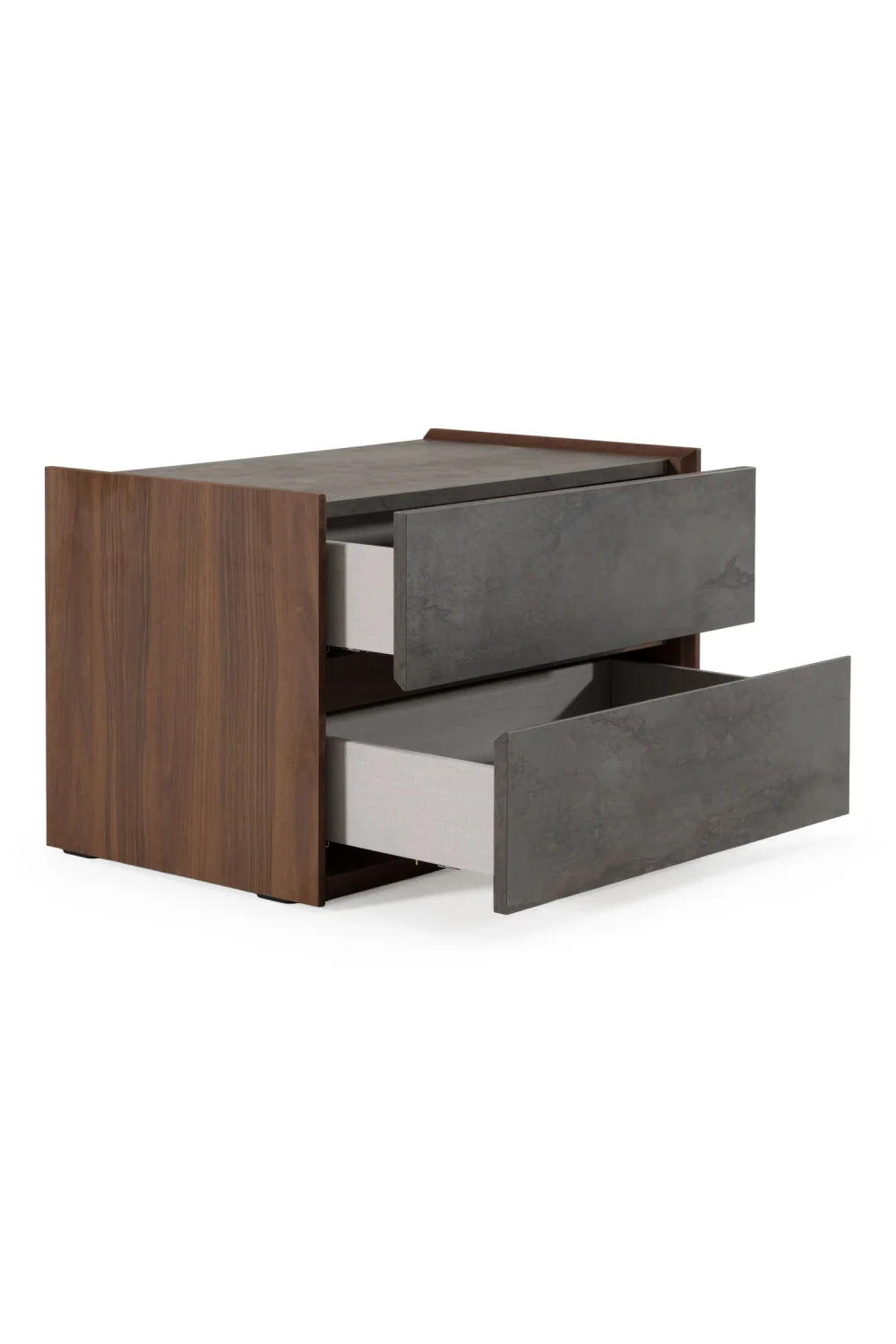 Luxury Modern Gray Stucco 2-Drawer Nightstand European Style for Villa