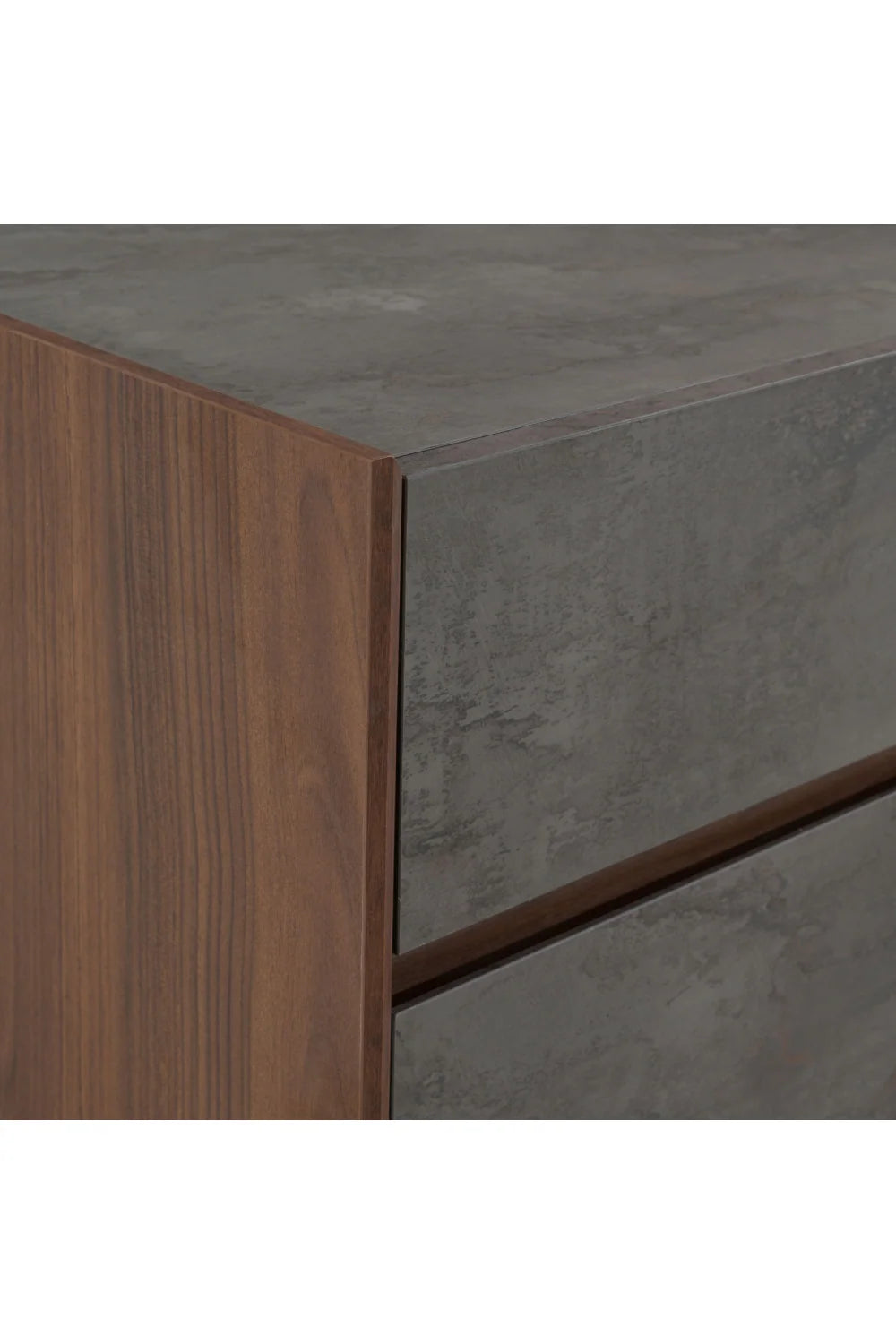 Luxury Modern Gray Stucco 2-Drawer Nightstand European Style for Villa