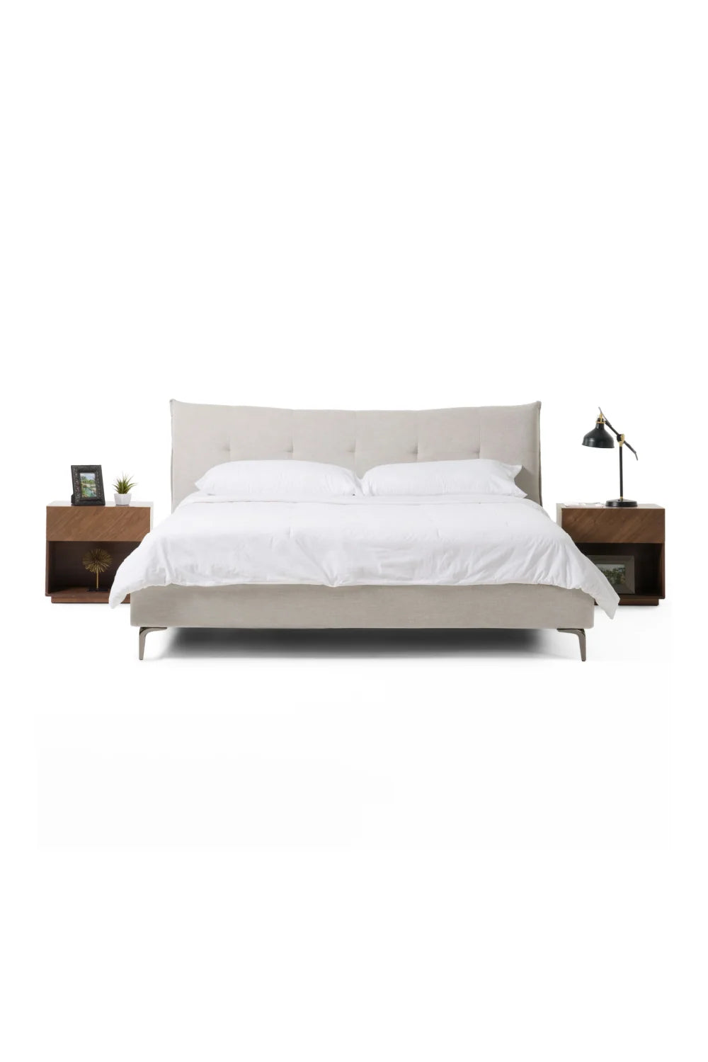 Luxury Modern Gray Tufted Bed European Style for Villa