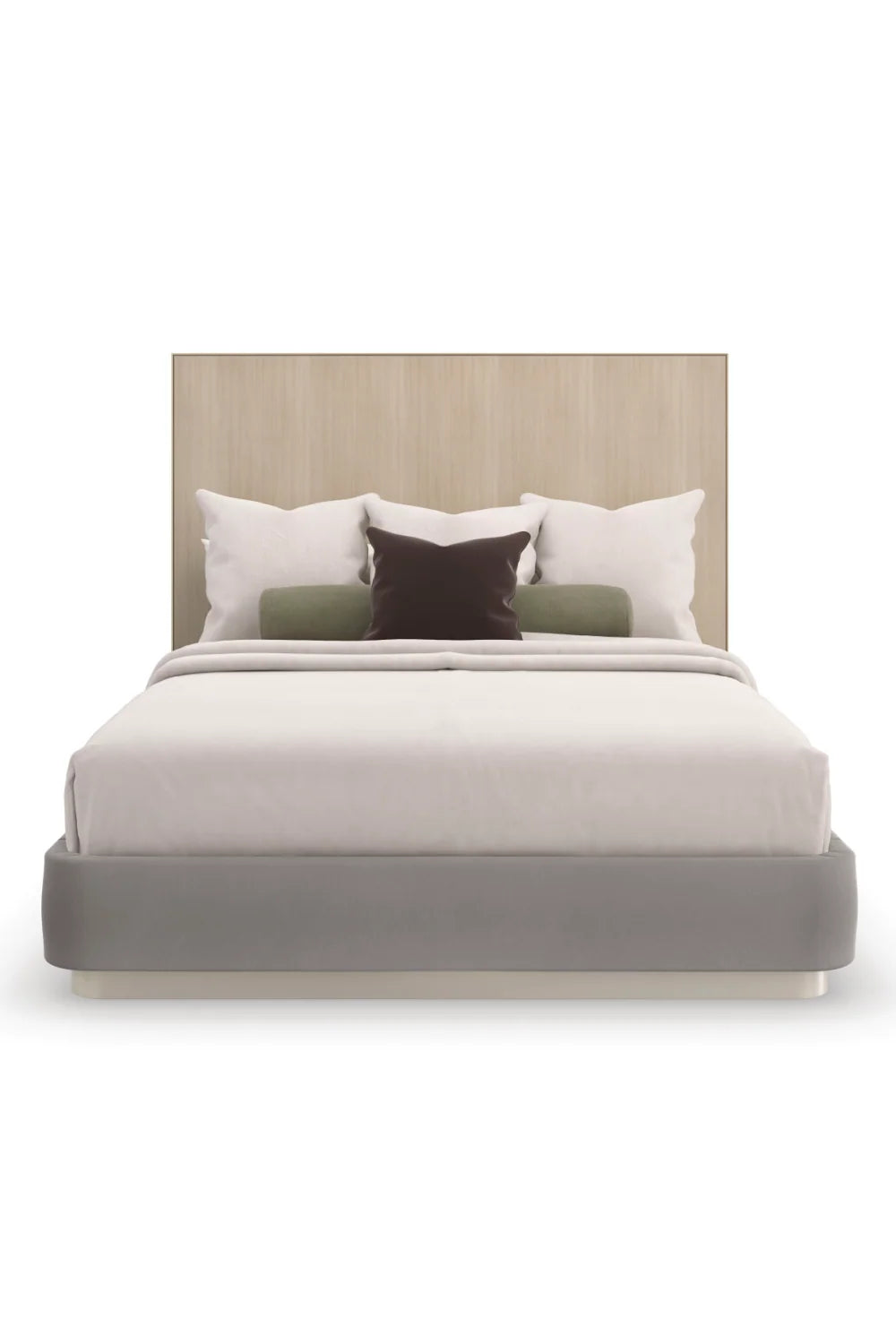 Luxury Modern Gray Upholstered Bed European Style for Villa