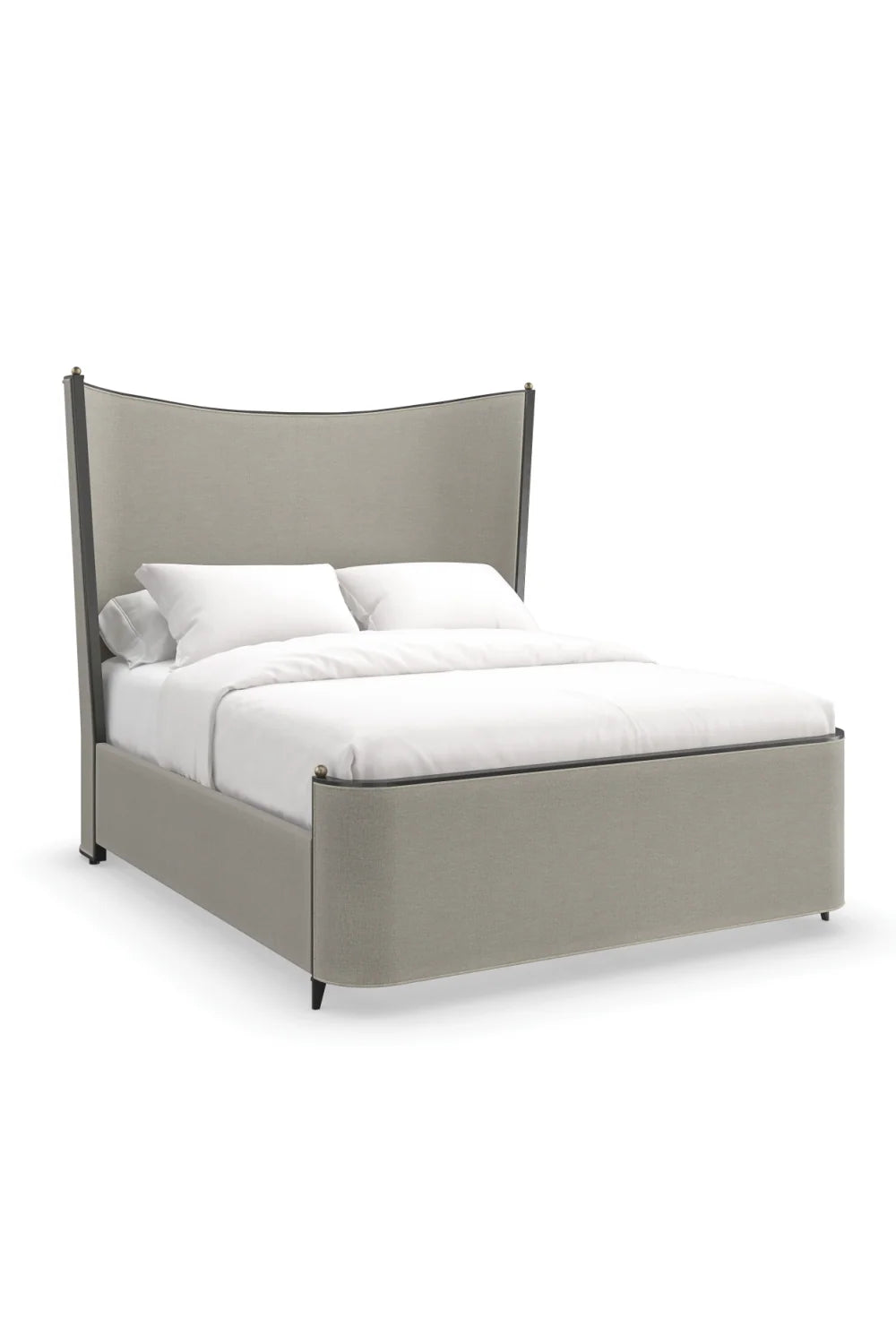 Luxury Modern Gray Upholstered Bed European Style for Villa