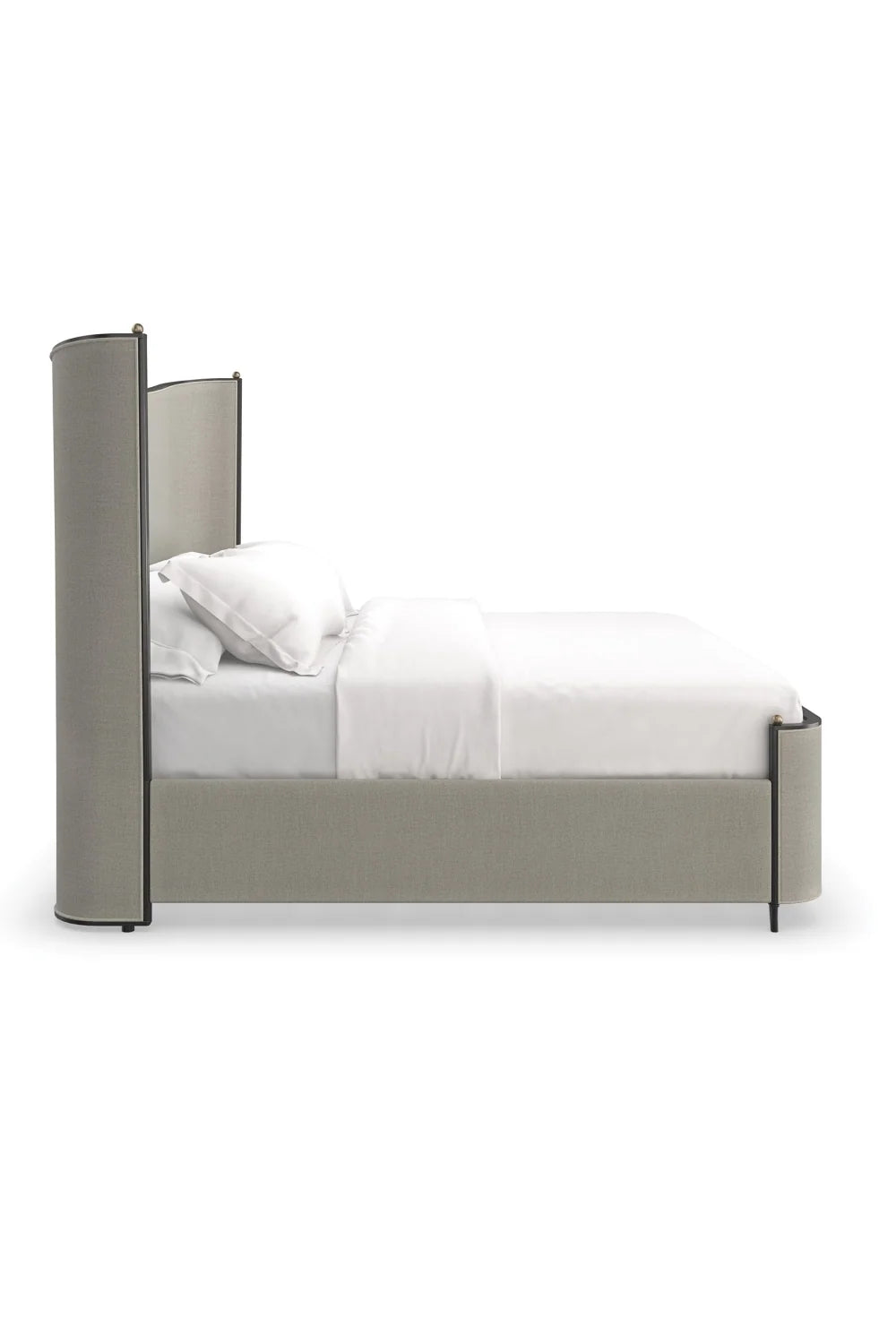 Luxury Modern Gray Upholstered Bed European Style for Villa