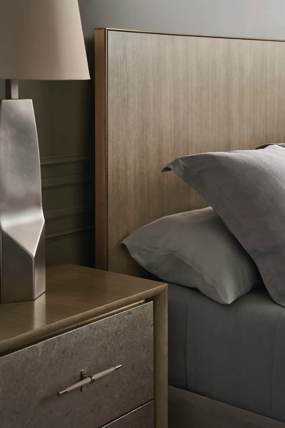 Luxury Modern Gray Upholstered Bed European Style for Villa