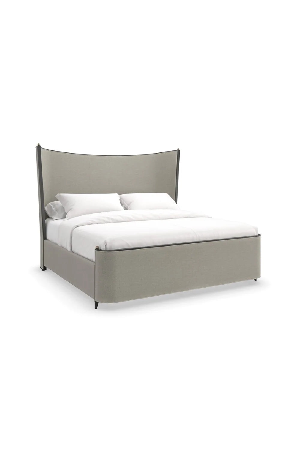 Luxury Modern Gray Upholstered Bed European Style for Villa