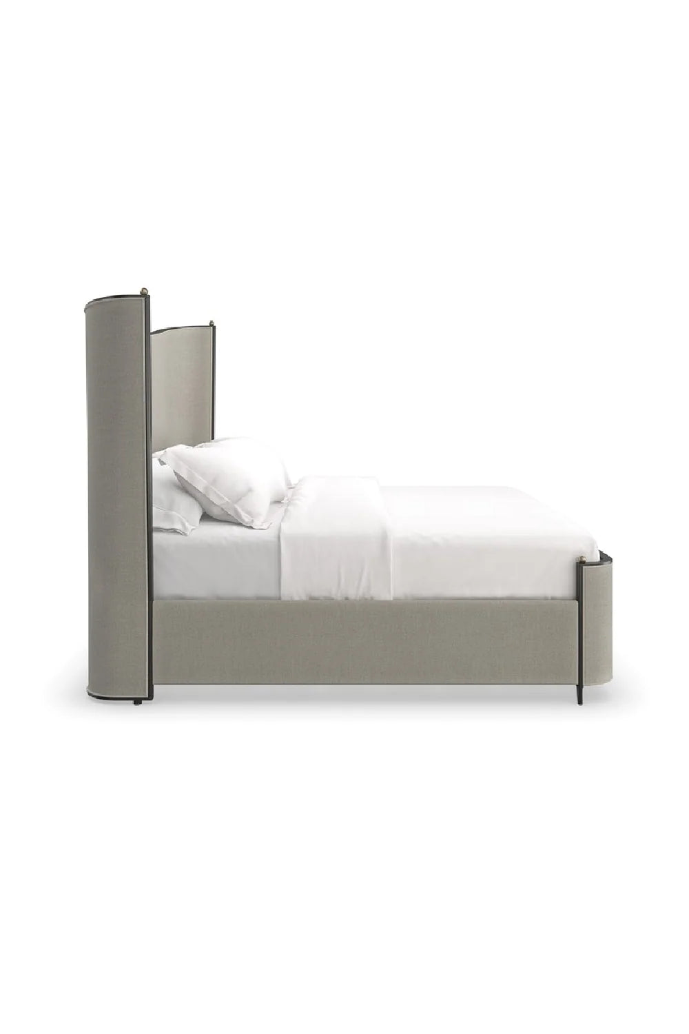 Luxury Modern Gray Upholstered Bed European Style for Villa