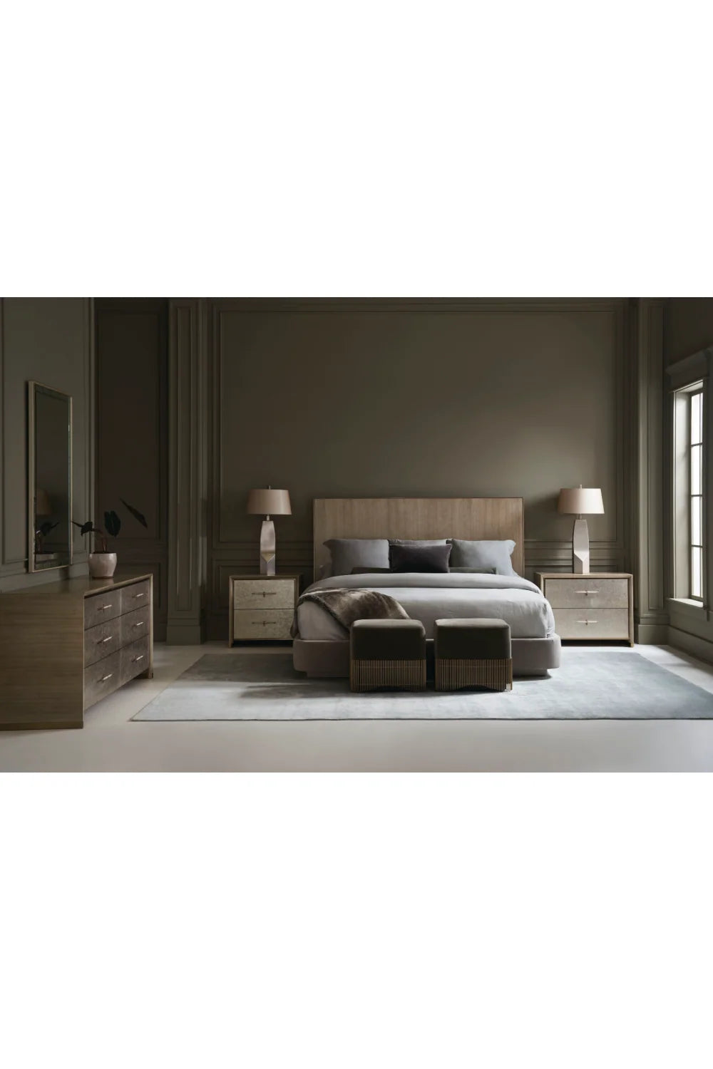 Luxury Modern Gray Upholstered Bed European Style for Villa