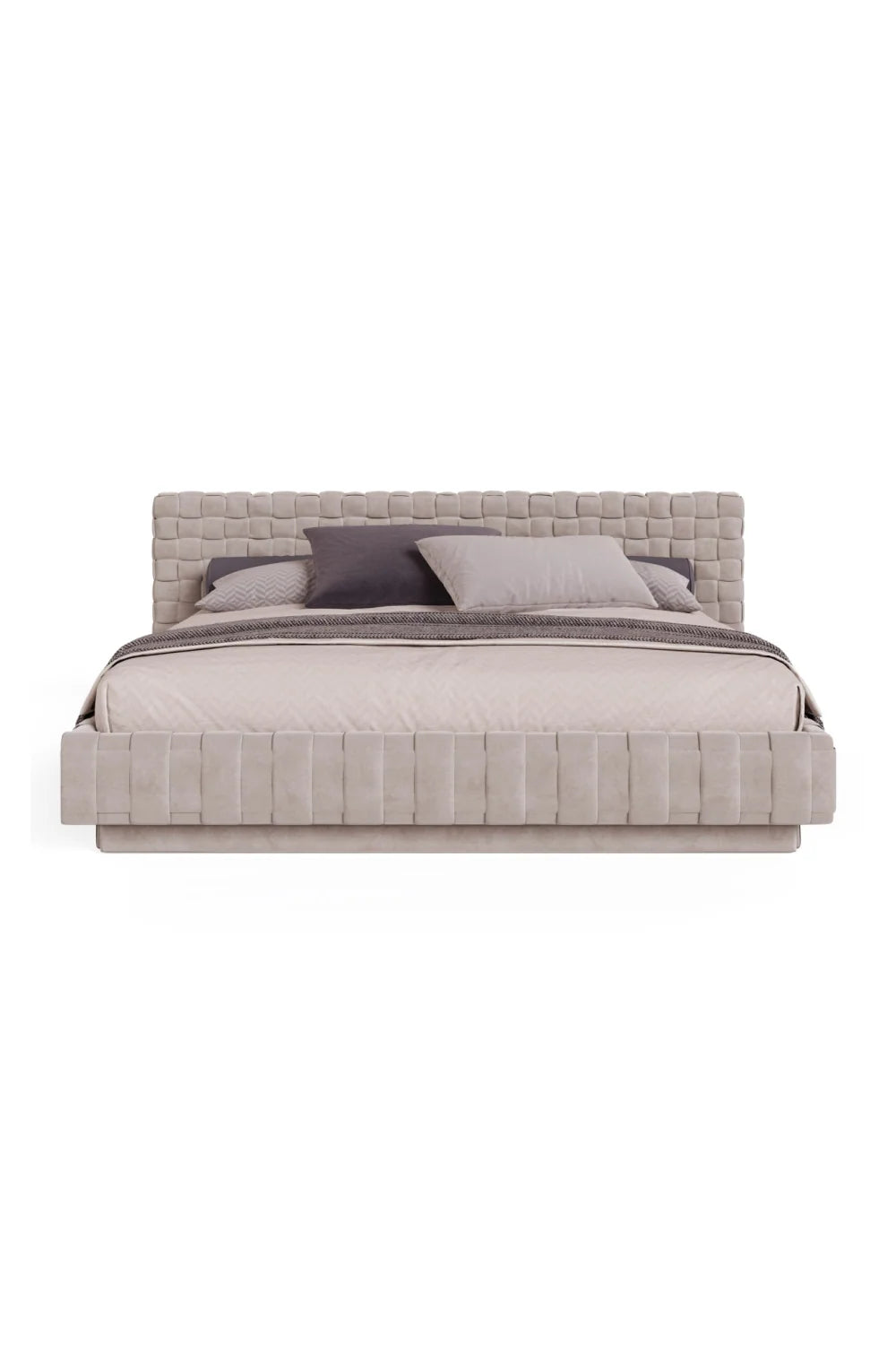 Luxury Modern Gray Velvet Bed European Style for Villa
