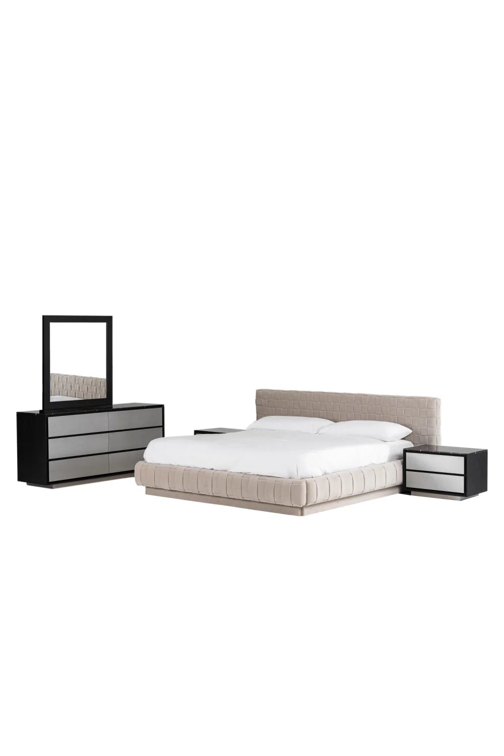 Luxury Modern Gray Velvet Bed European Style for Villa