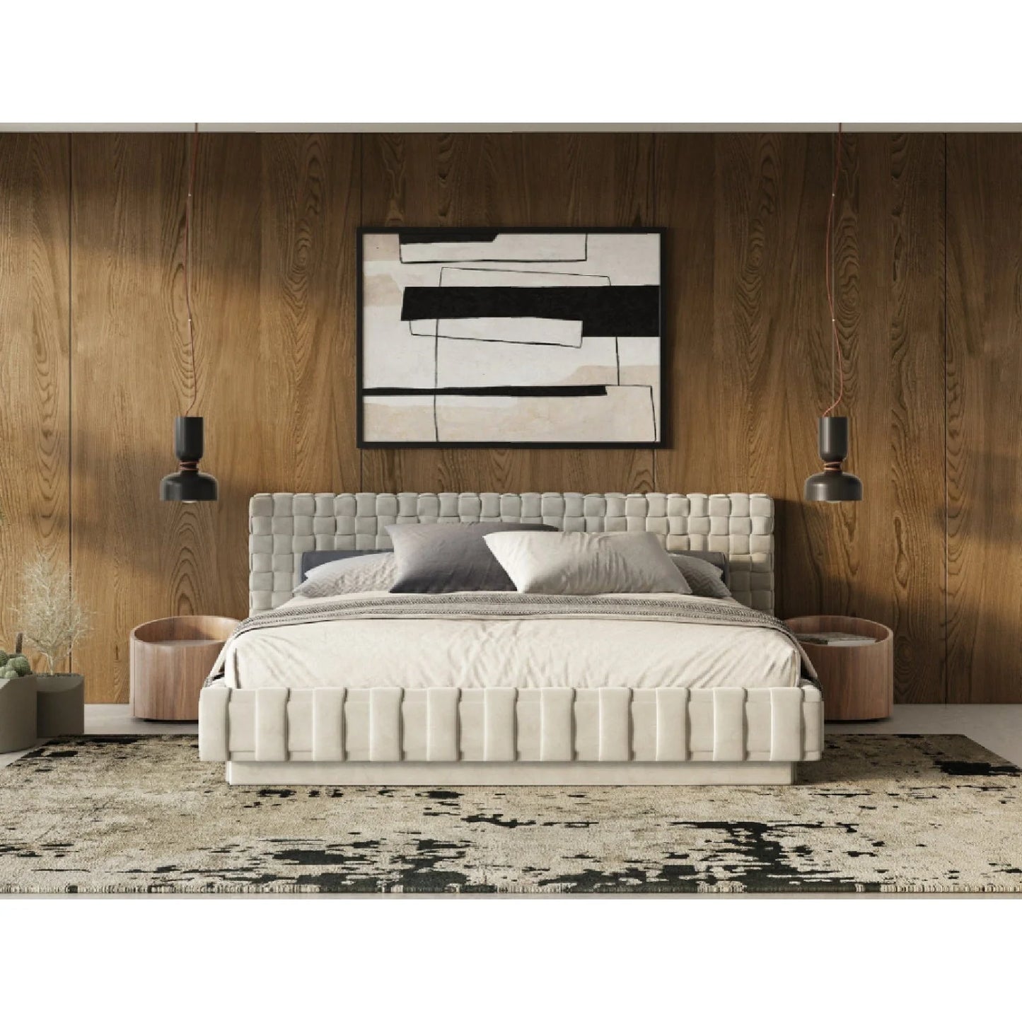 Luxury Modern Gray Velvet Bed European Style for Villa