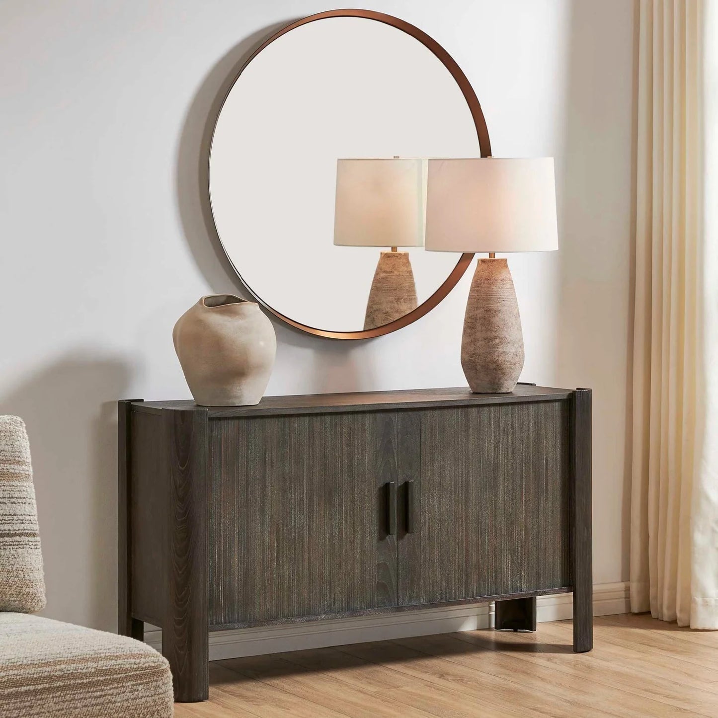 Luxury Modern Gray Wood Sliding Door Cabinet European Style for Villa