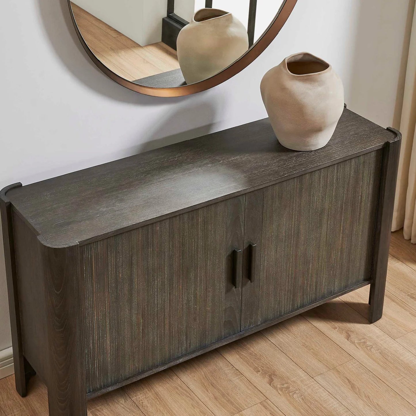 Luxury Modern Gray Wood Sliding Door Cabinet European Style for Villa