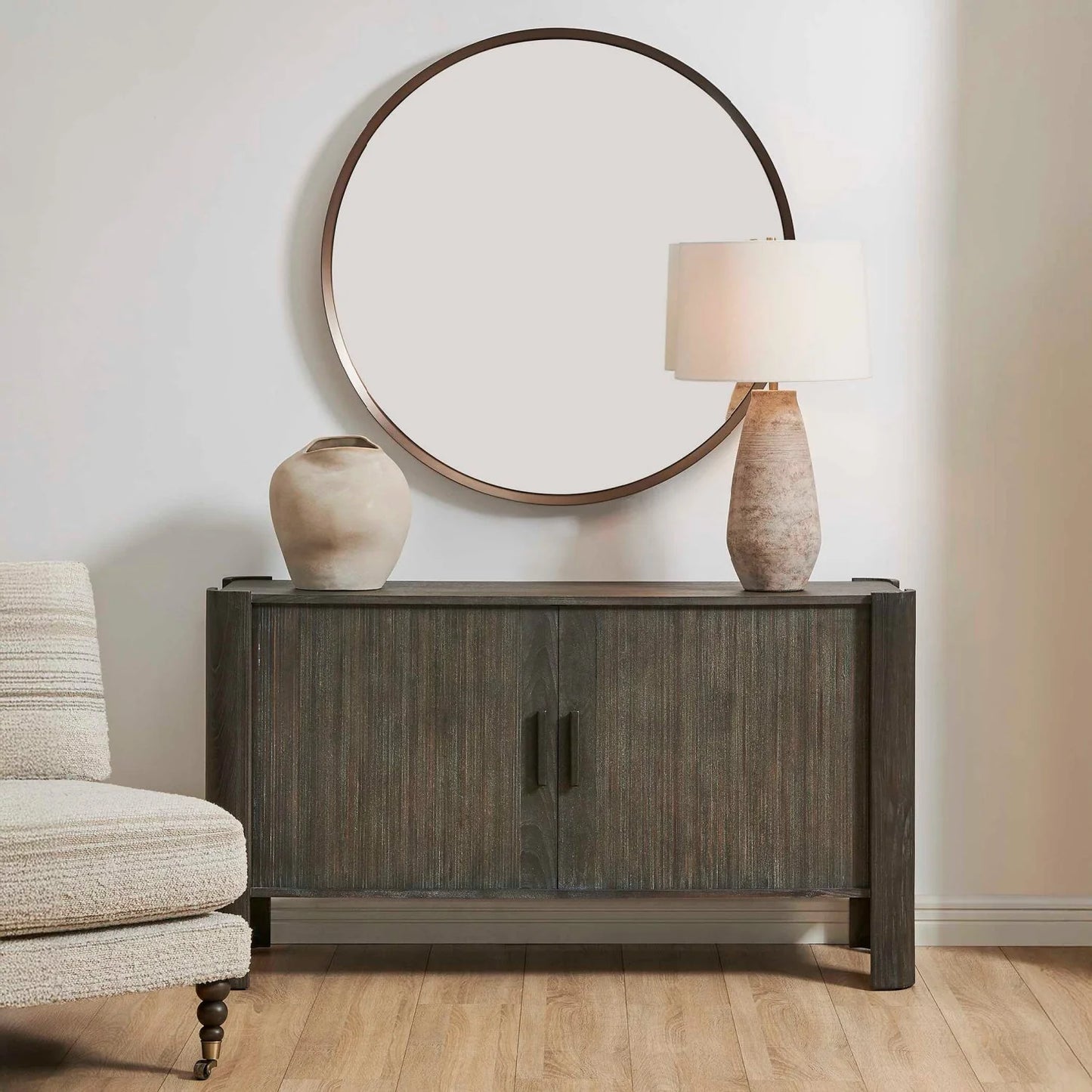 Luxury Modern Gray Wood Sliding Door Cabinet European Style for Villa