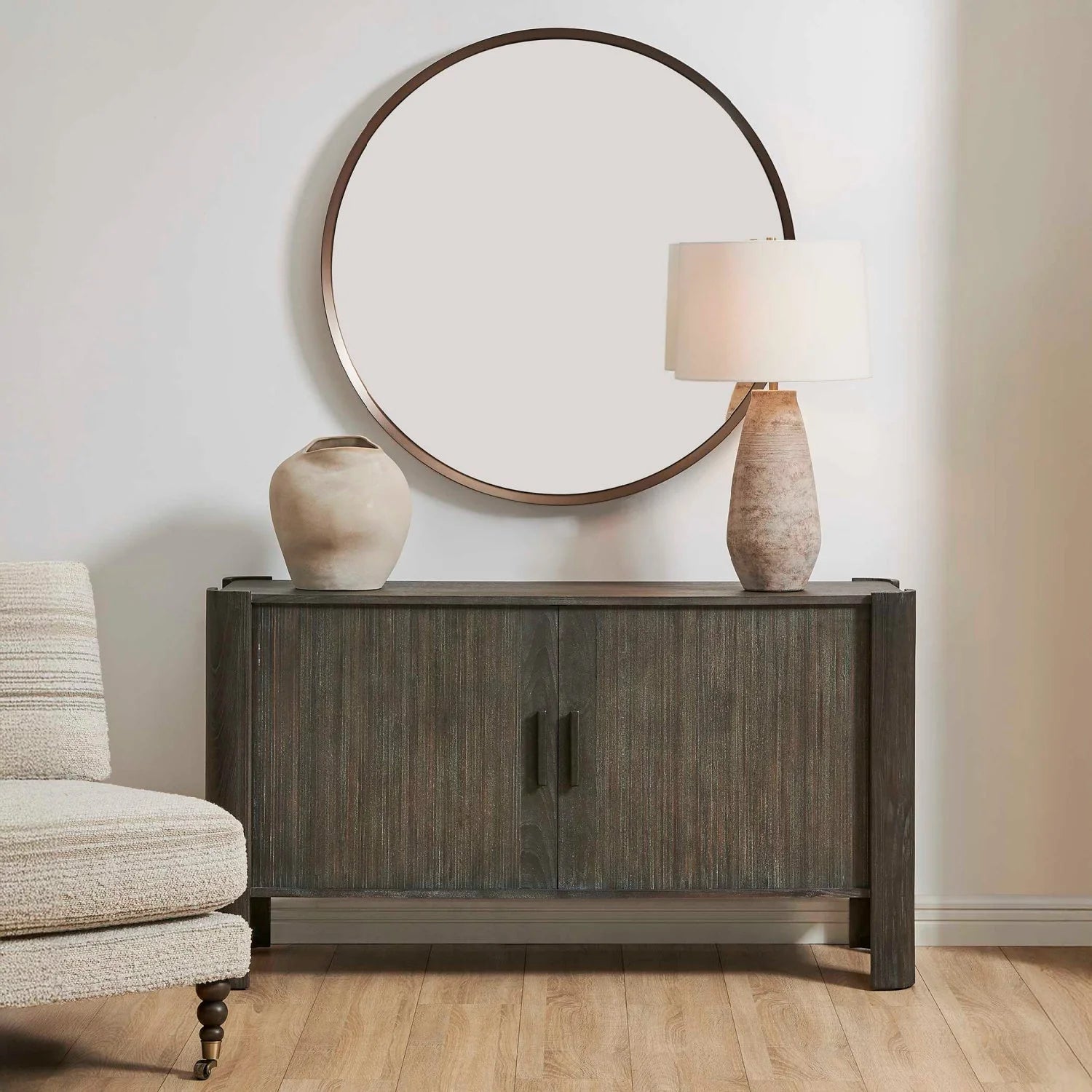 Luxury Modern Gray Wood Sliding Door Cabinet European Style for Villa