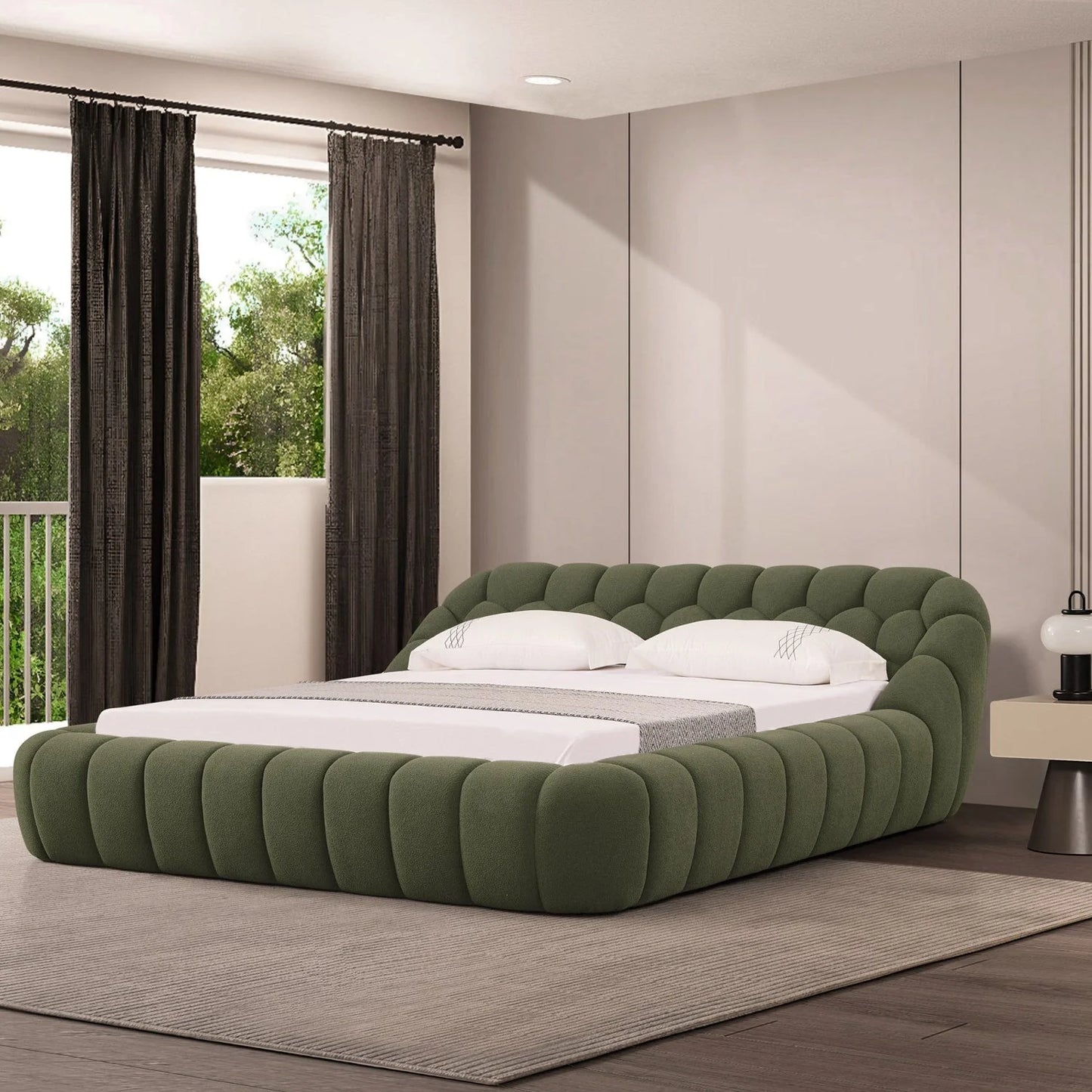 Luxury Modern Green Hexagonal Tufted Bed European Style for Villa
