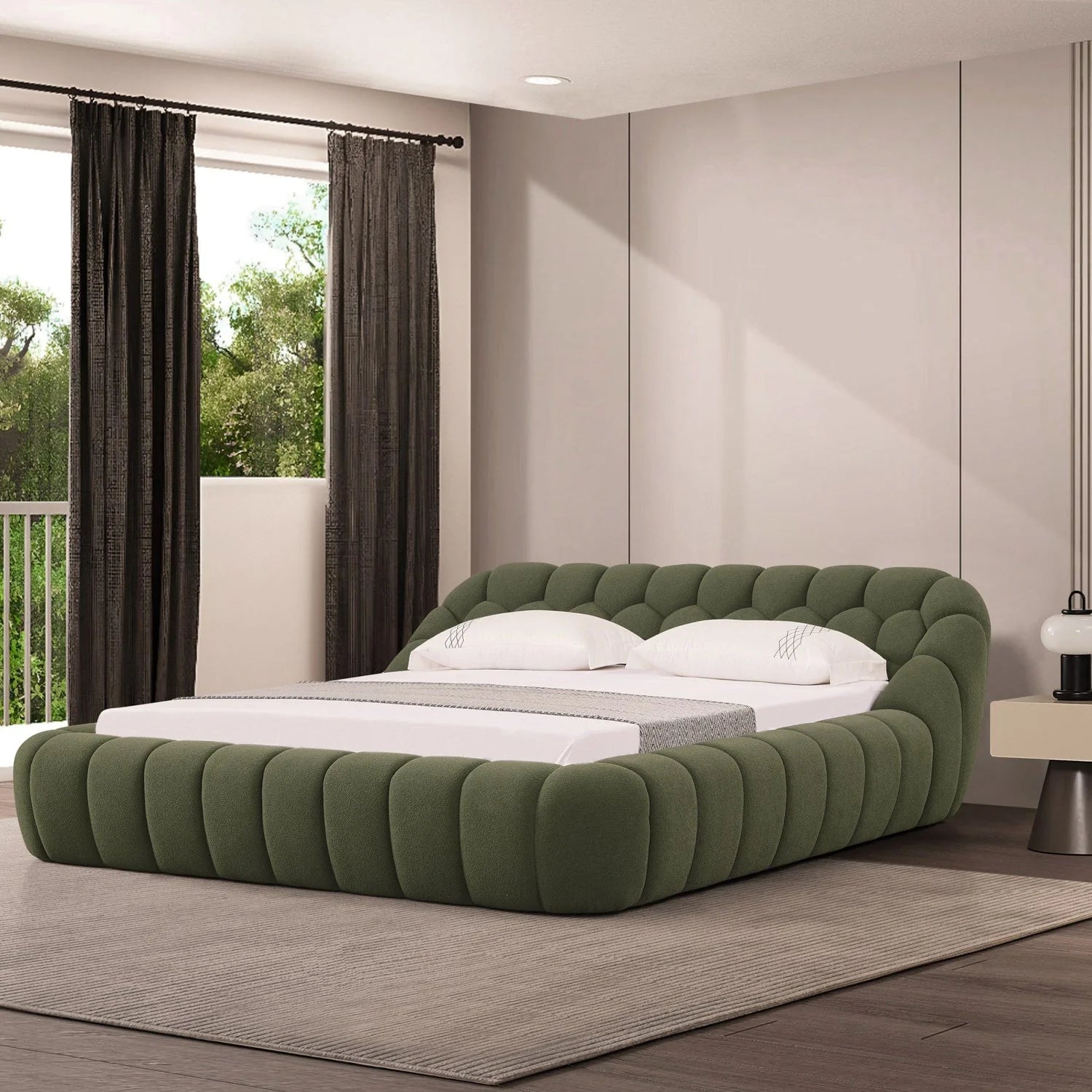 Luxury Modern Green Hexagonal Tufted Bed European Style for Villa