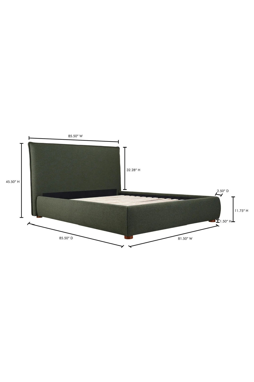 Luxury Modern Green Linen Blend Bed European Style for Villa