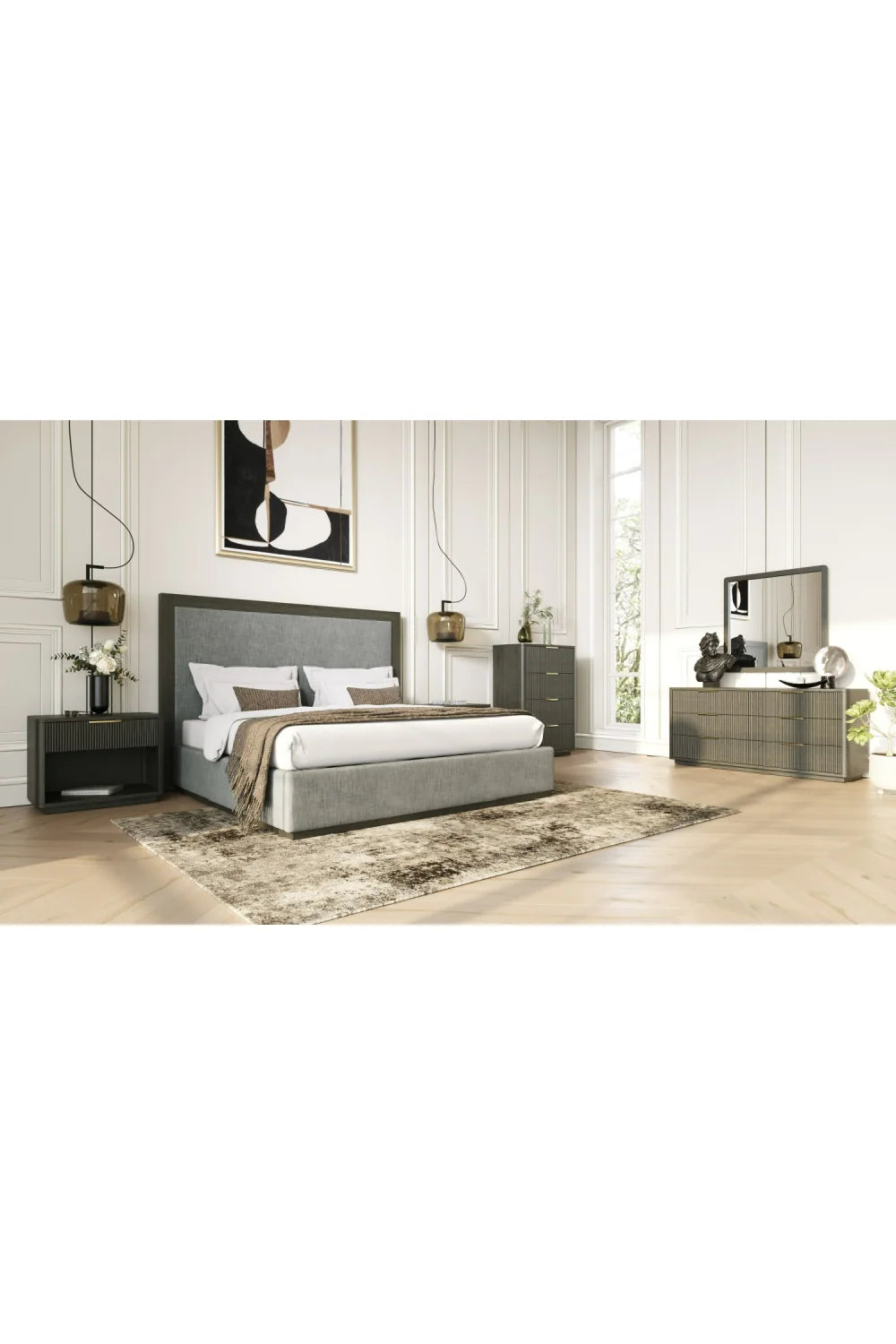 Luxury Modern Grey Wash Dresser European Style for Villa