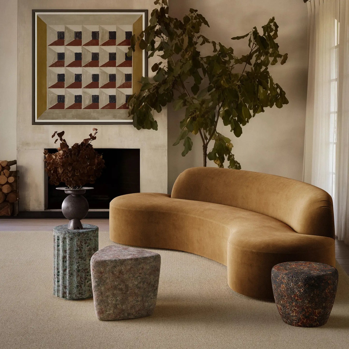 Luxury Modern Hashira Side Table European Style for Villa