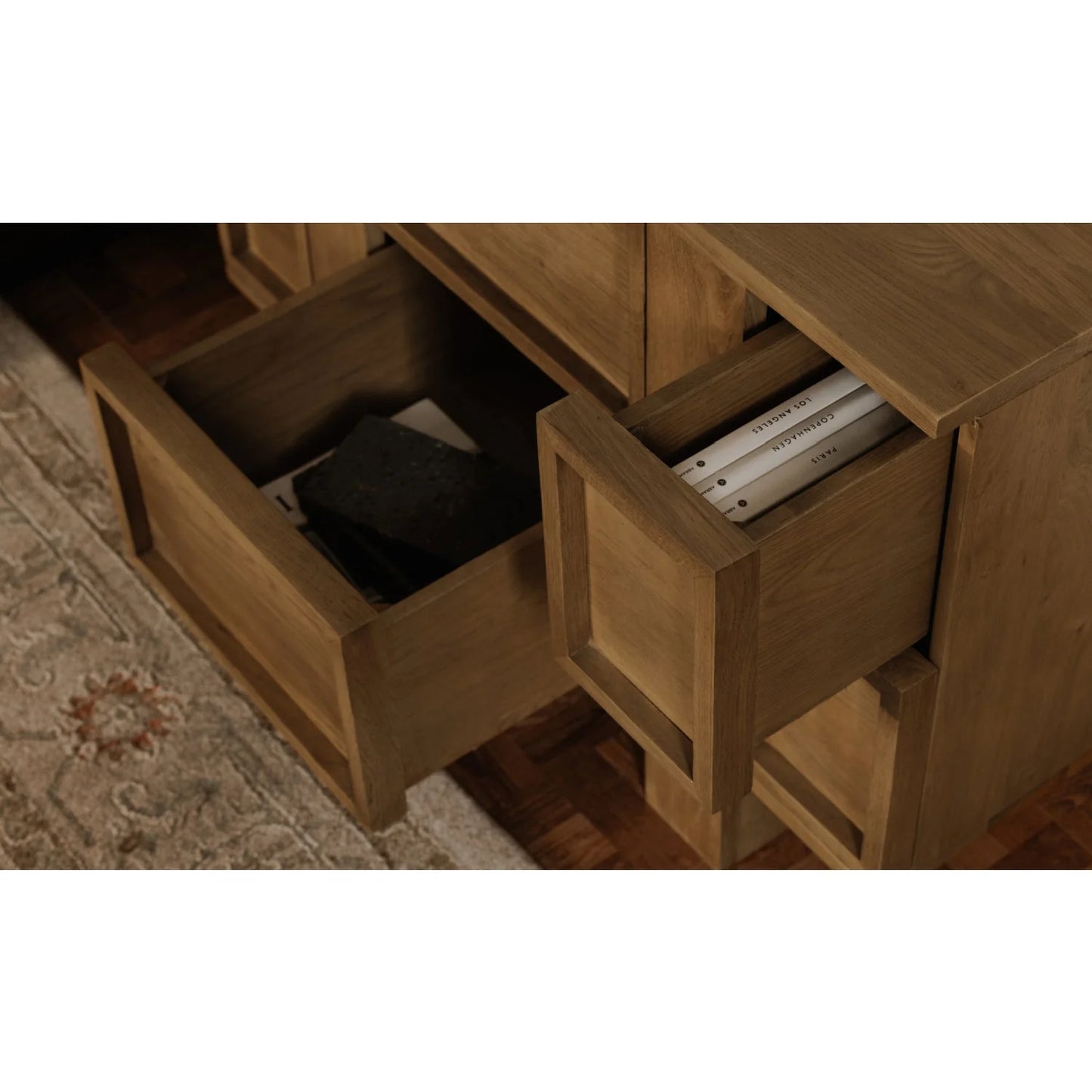 Luxury Modern Henley 6-Drawer Oak Nightstand European Style for Villa
