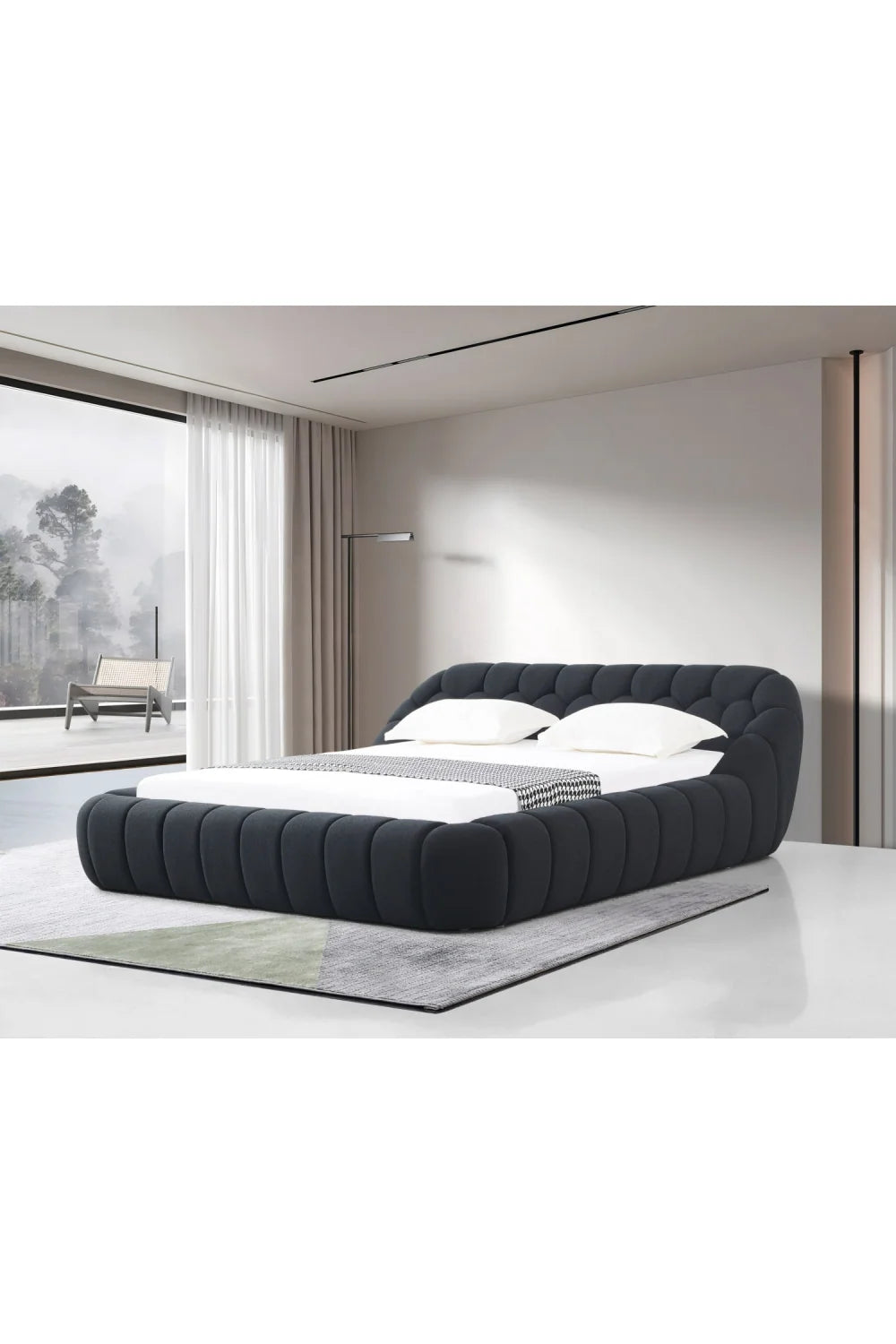 Luxury Modern Hexagonal Tufted Queen Bed European Style for Villa