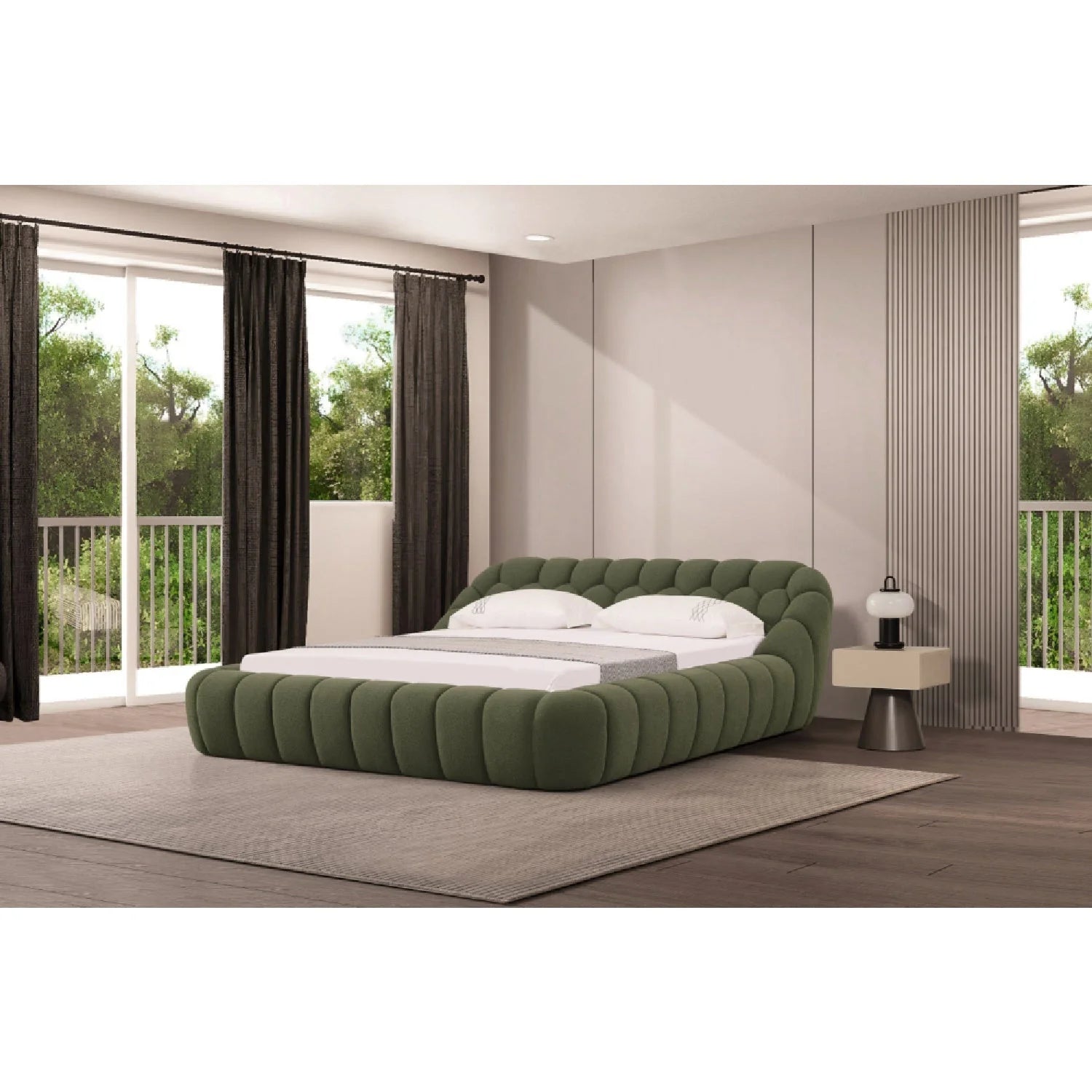 Luxury Modern Hexagonal Tufted Queen Bed European Style for Villa