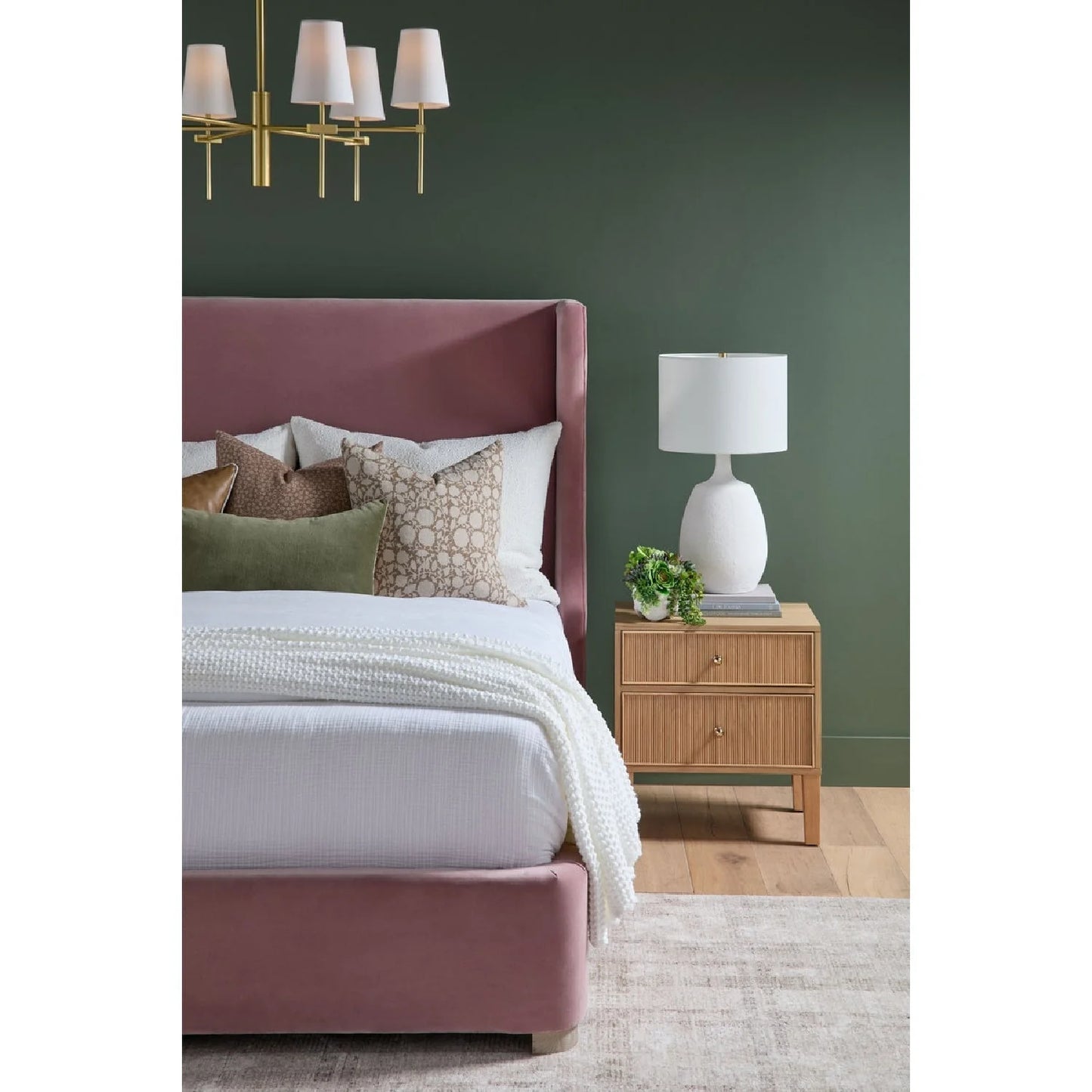 Luxury Modern Highland 2-Drawer Oak Nightstand European Style for Villa