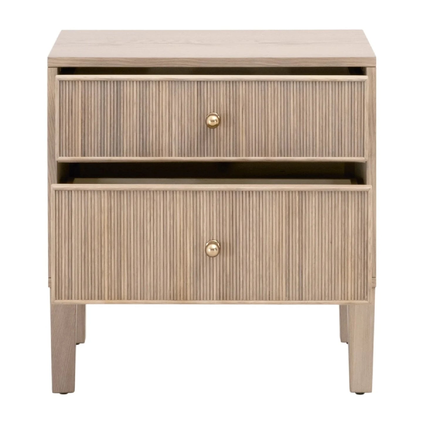 Luxury Modern Highland 2-Drawer Oak Nightstand European Style for Villa