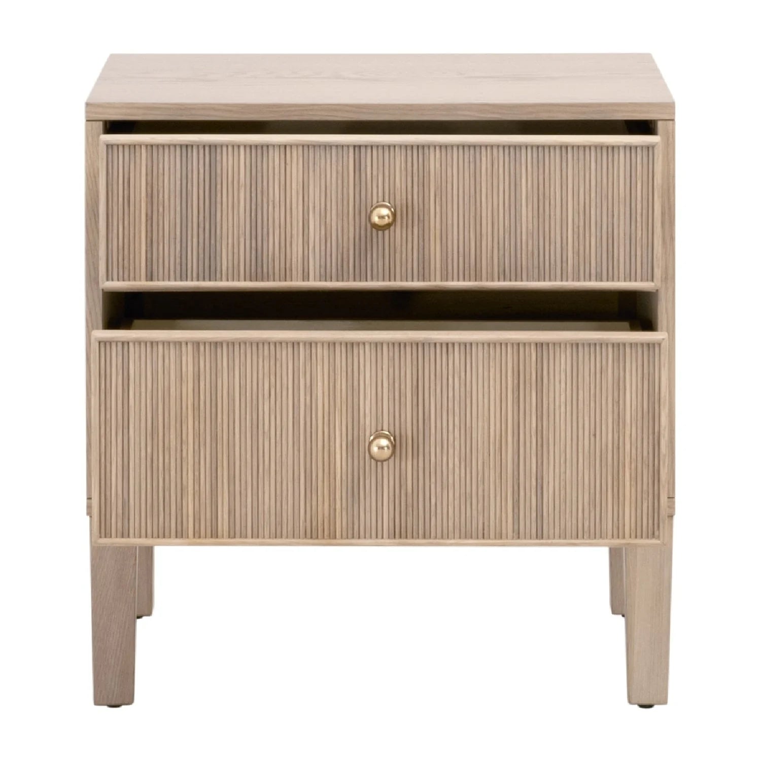 Luxury Modern Highland 2-Drawer Oak Nightstand European Style for Villa