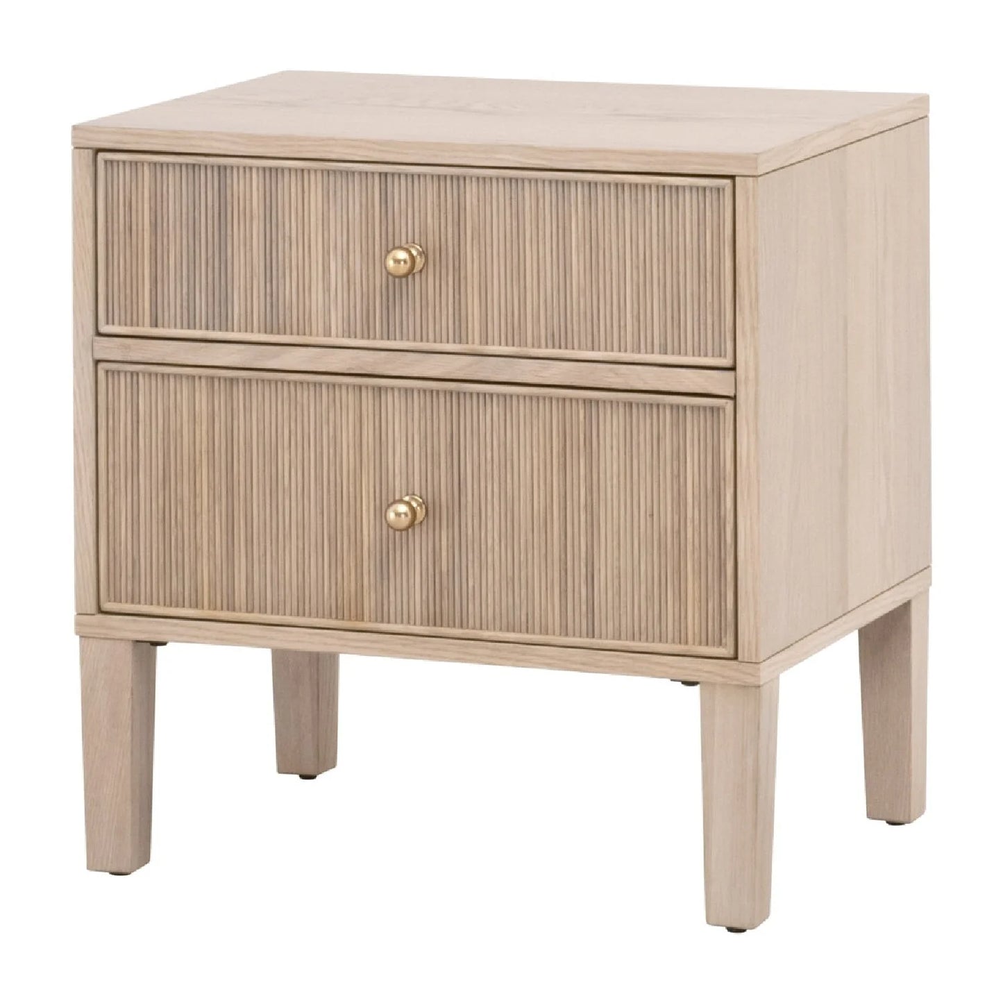 Luxury Modern Highland 2-Drawer Oak Nightstand European Style for Villa