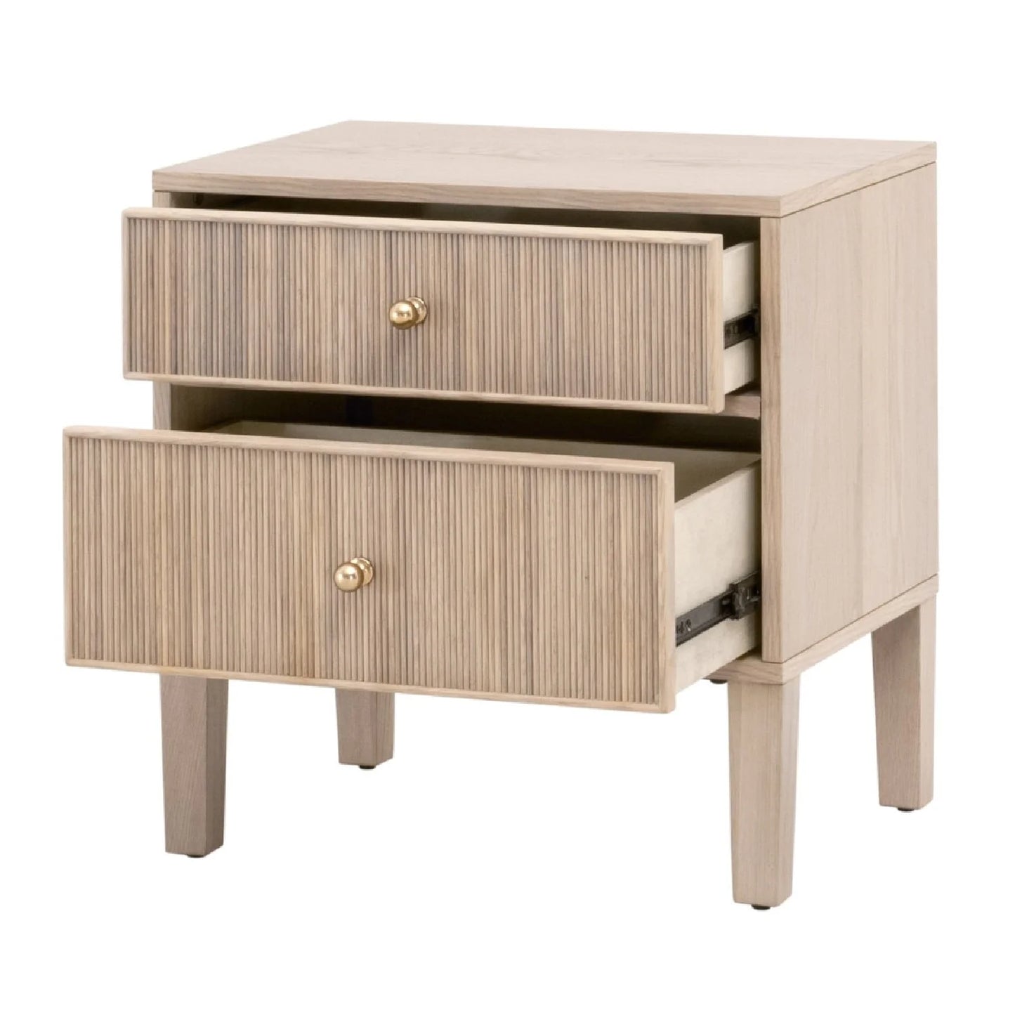 Luxury Modern Highland 2-Drawer Oak Nightstand European Style for Villa