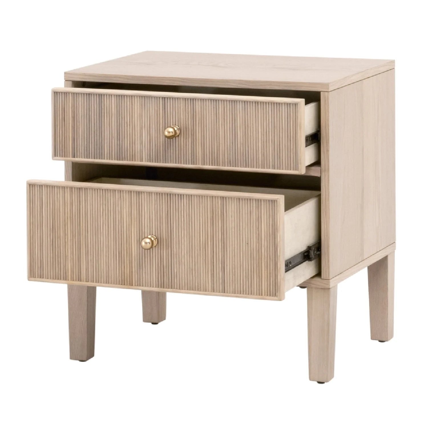 Luxury Modern Highland 2-Drawer Oak Nightstand European Style for Villa