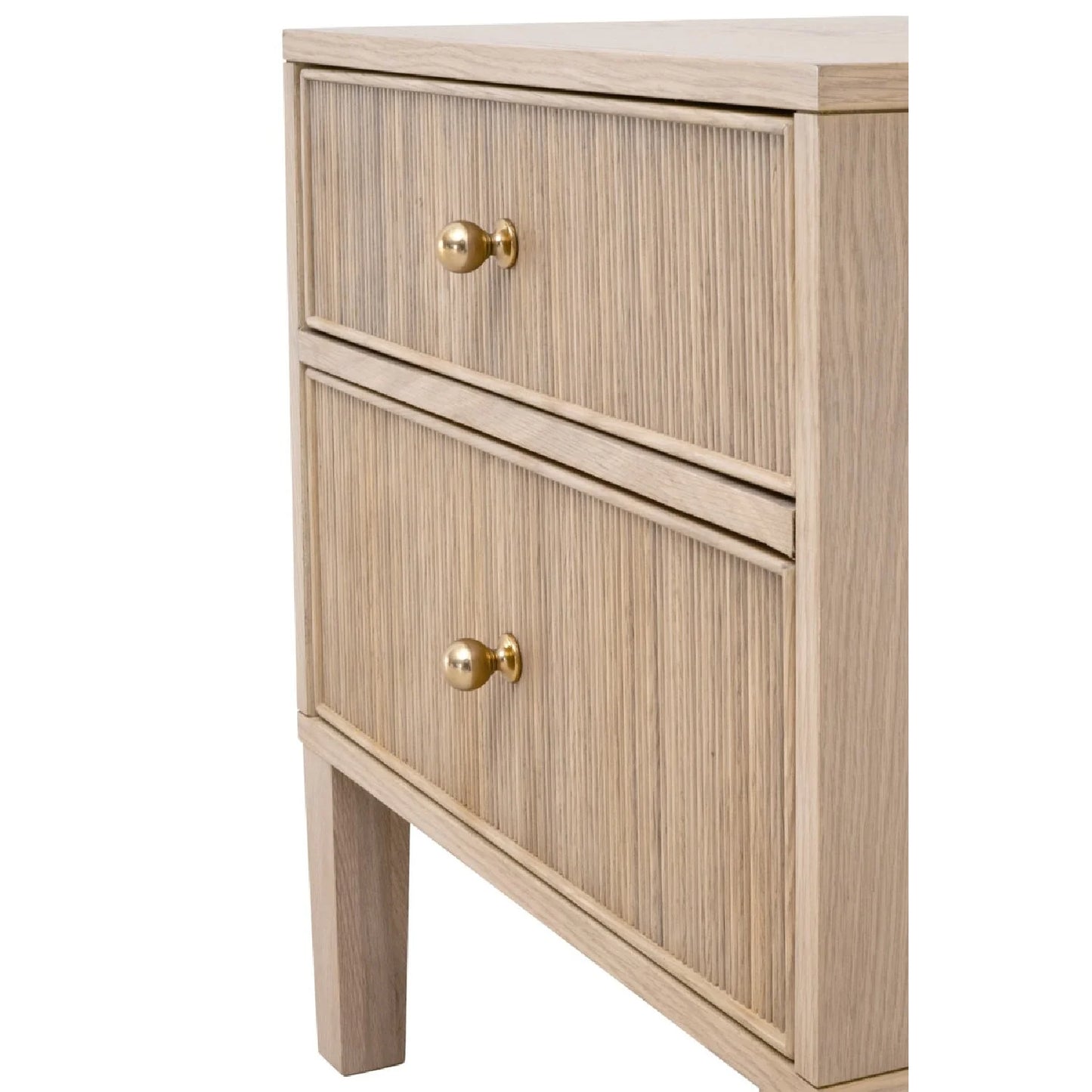 Luxury Modern Highland 2-Drawer Oak Nightstand European Style for Villa