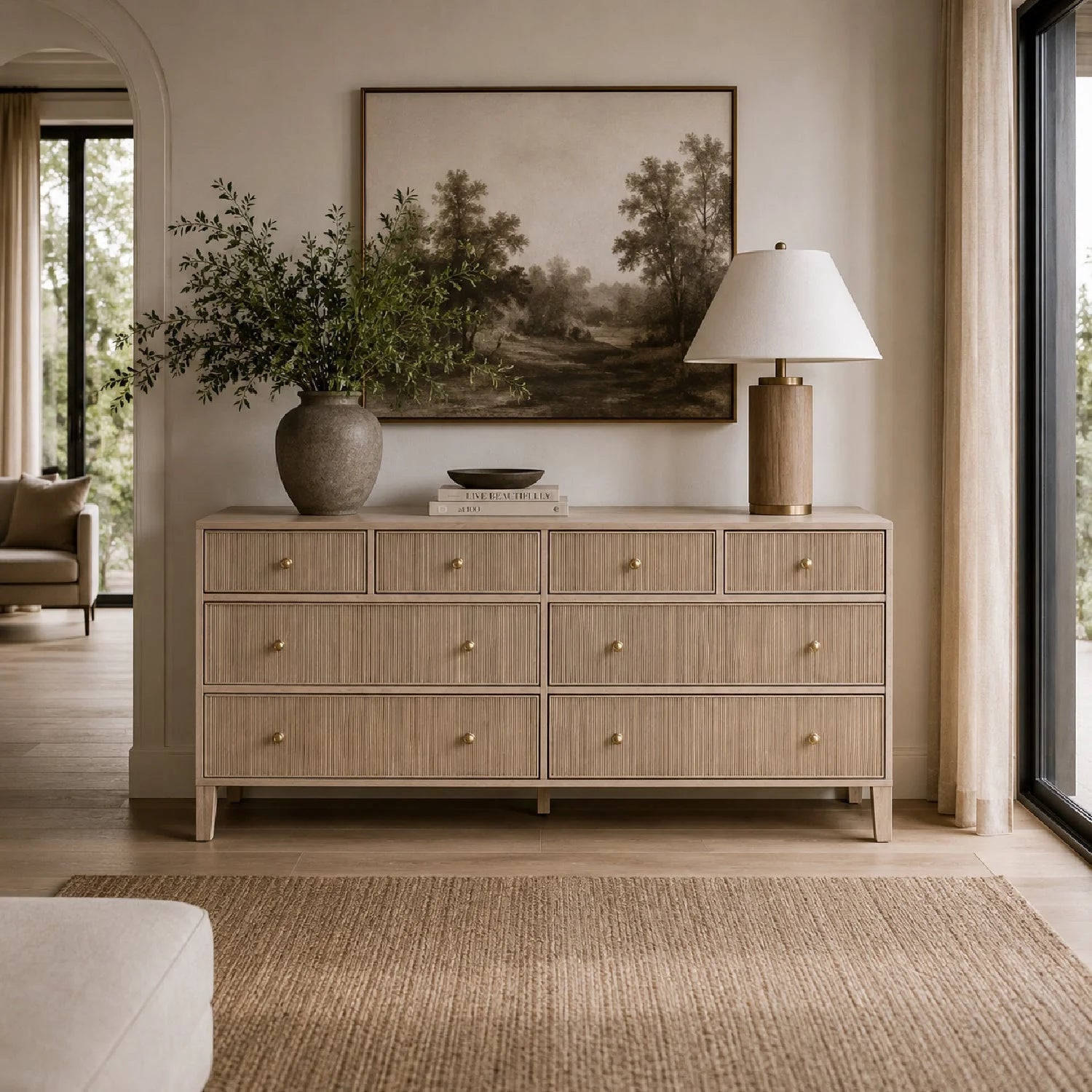 Luxury Modern Highland Oak 8-Drawer Dresser European Style for Villa