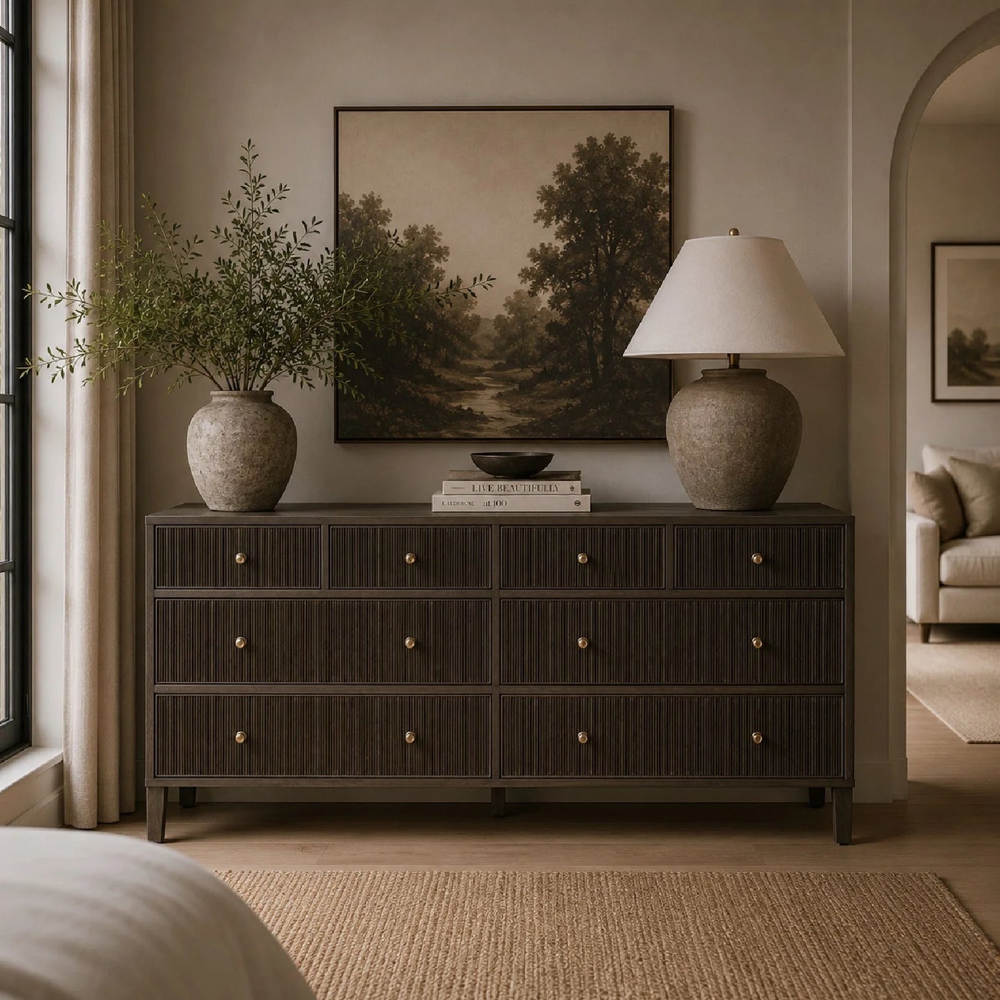 Luxury Modern Highland Oak 8-Drawer Dresser European Style for Villa
