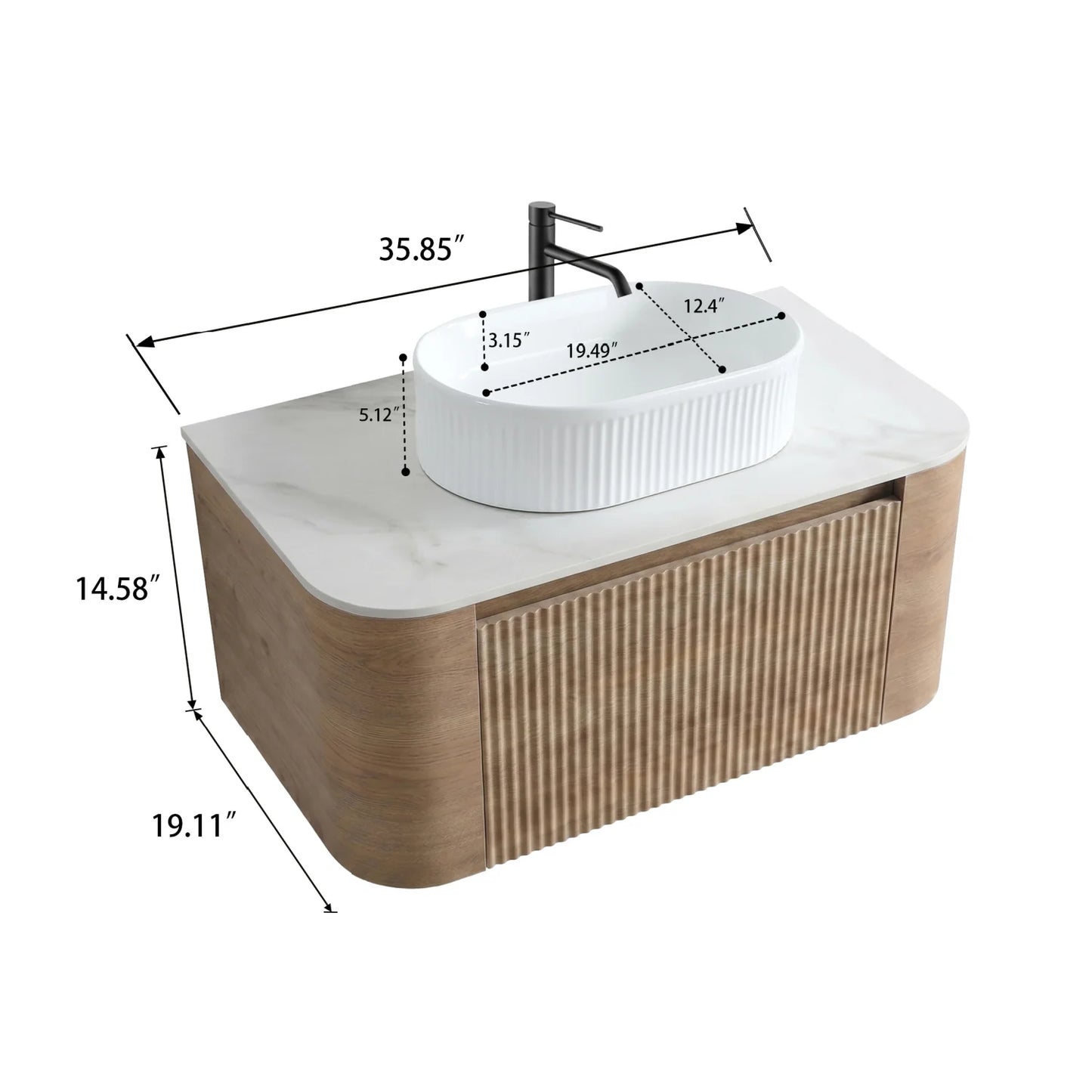 Luxury Modern Honey Oak Bathroom Vanity European Style for Villa