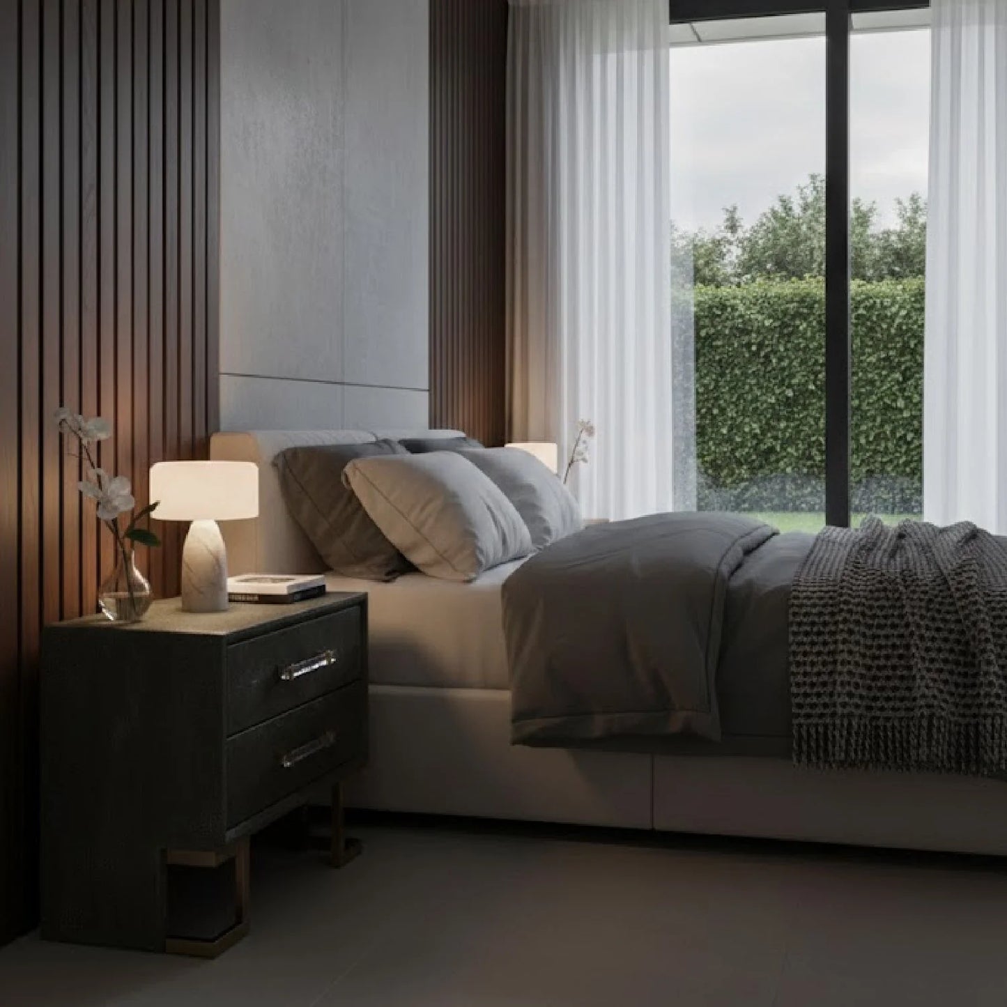 Luxury Modern Howard 2-Drawer Nightstand European Style for Villa