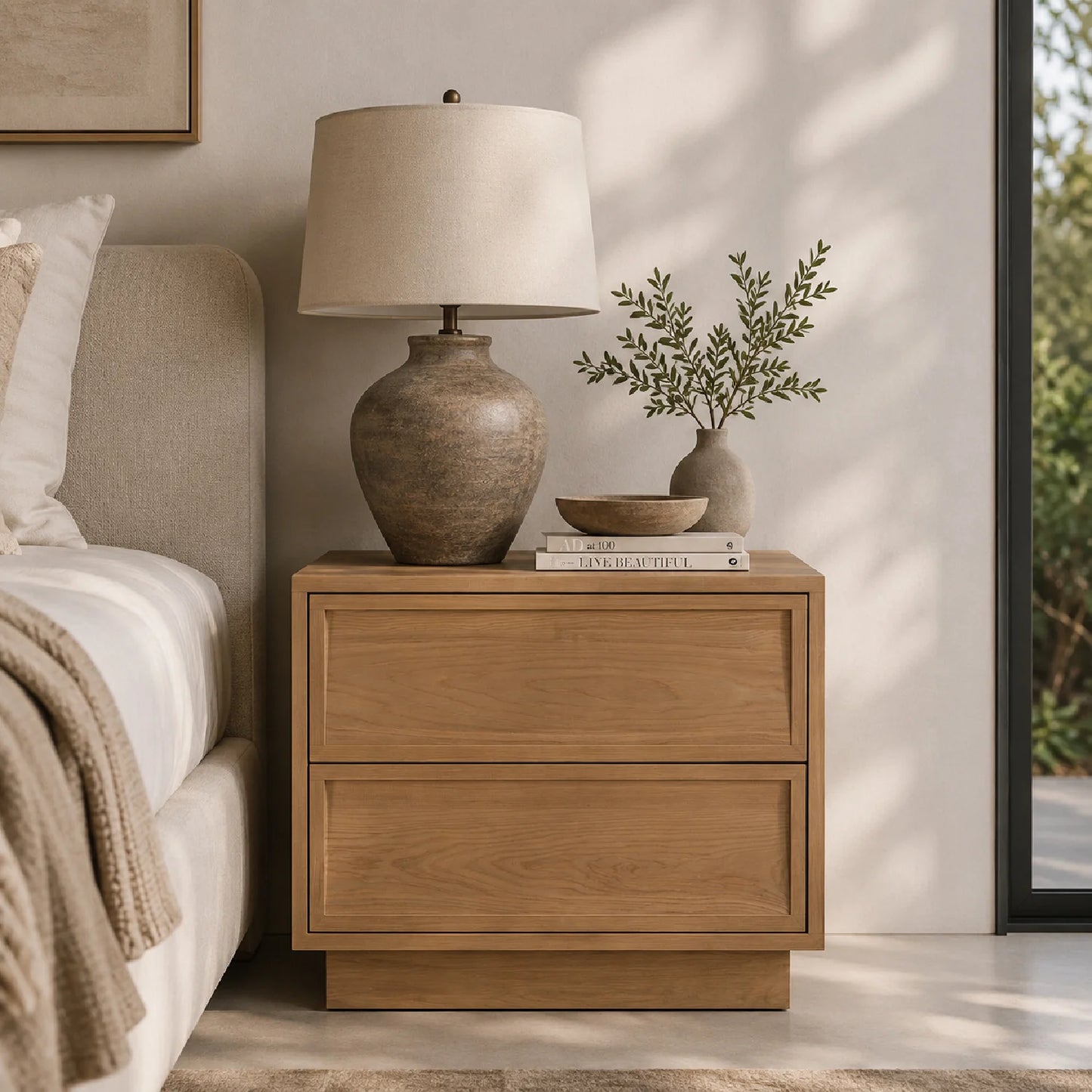 Luxury Modern Hudson 2-Drawer Nightstand European Style for Villa