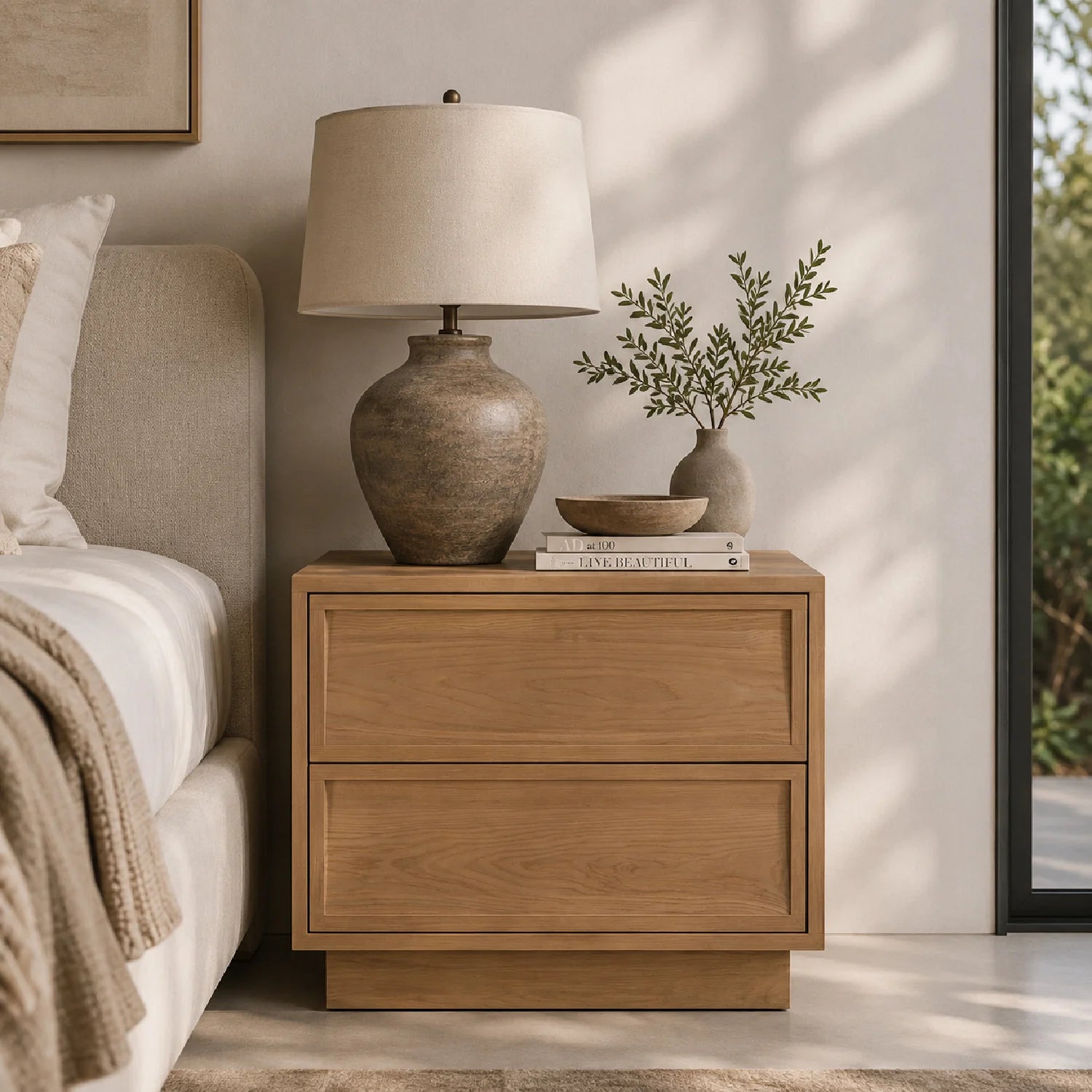 Luxury Modern Hudson 2-Drawer Nightstand European Style for Villa