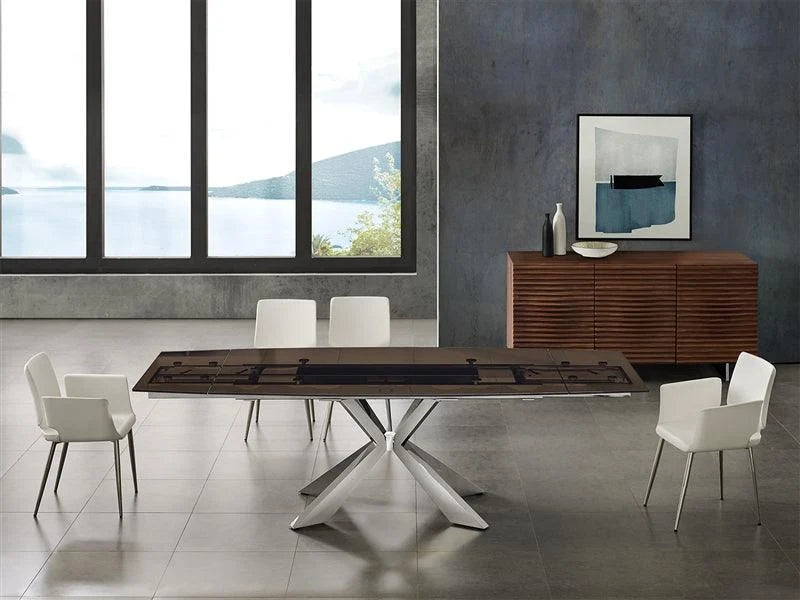 Luxury Modern Igor Smoked Glass Dining Table European Style for Villa