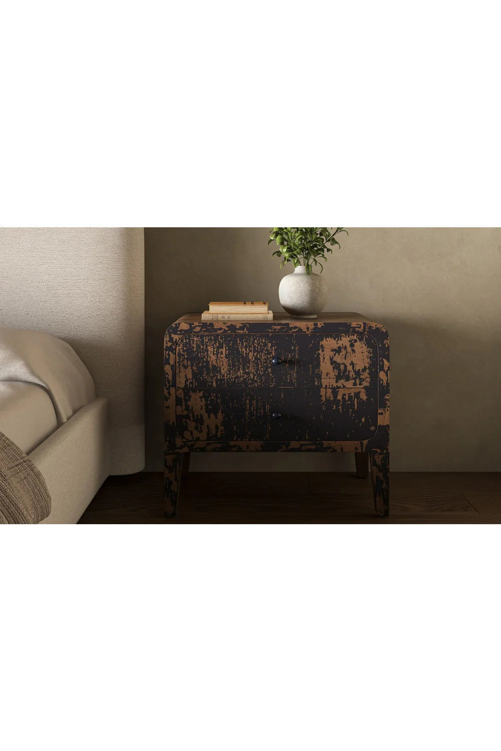 Luxury Modern Iris 2-Drawer Nightstand European Style for Villa