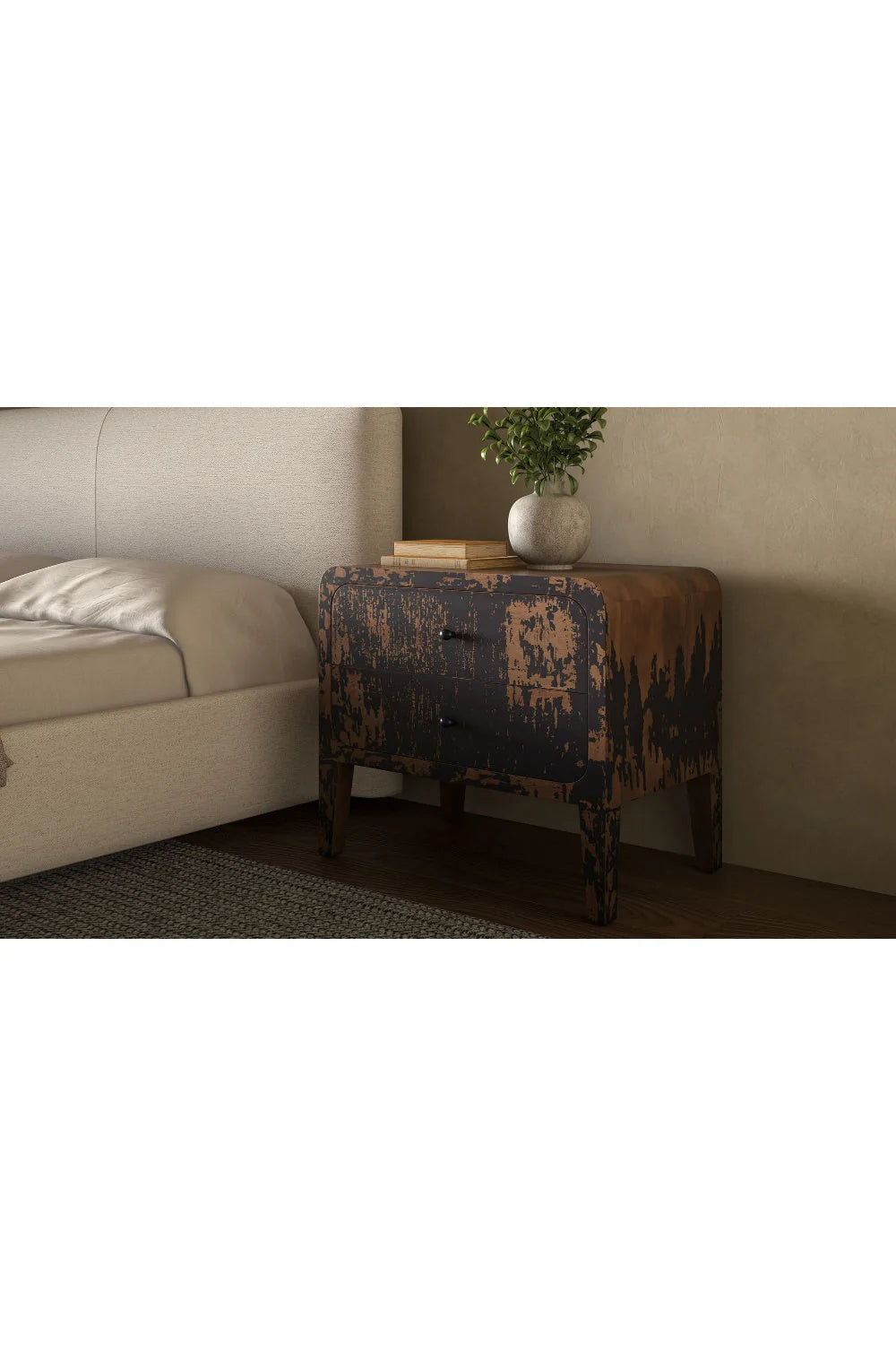 Luxury Modern Iris 2-Drawer Nightstand European Style for Villa