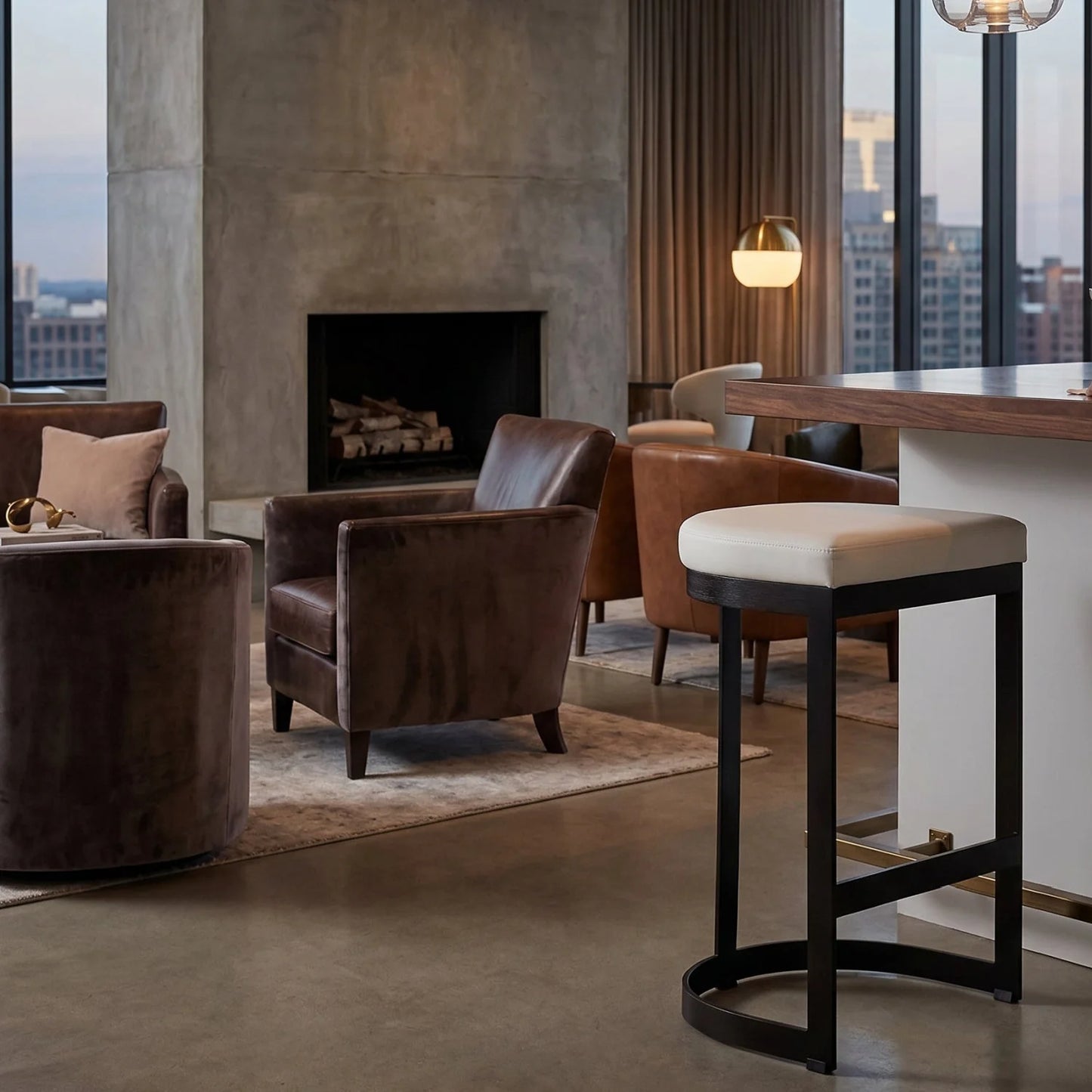 Luxury Modern Iron Arched Counter Stool European Style for Villa