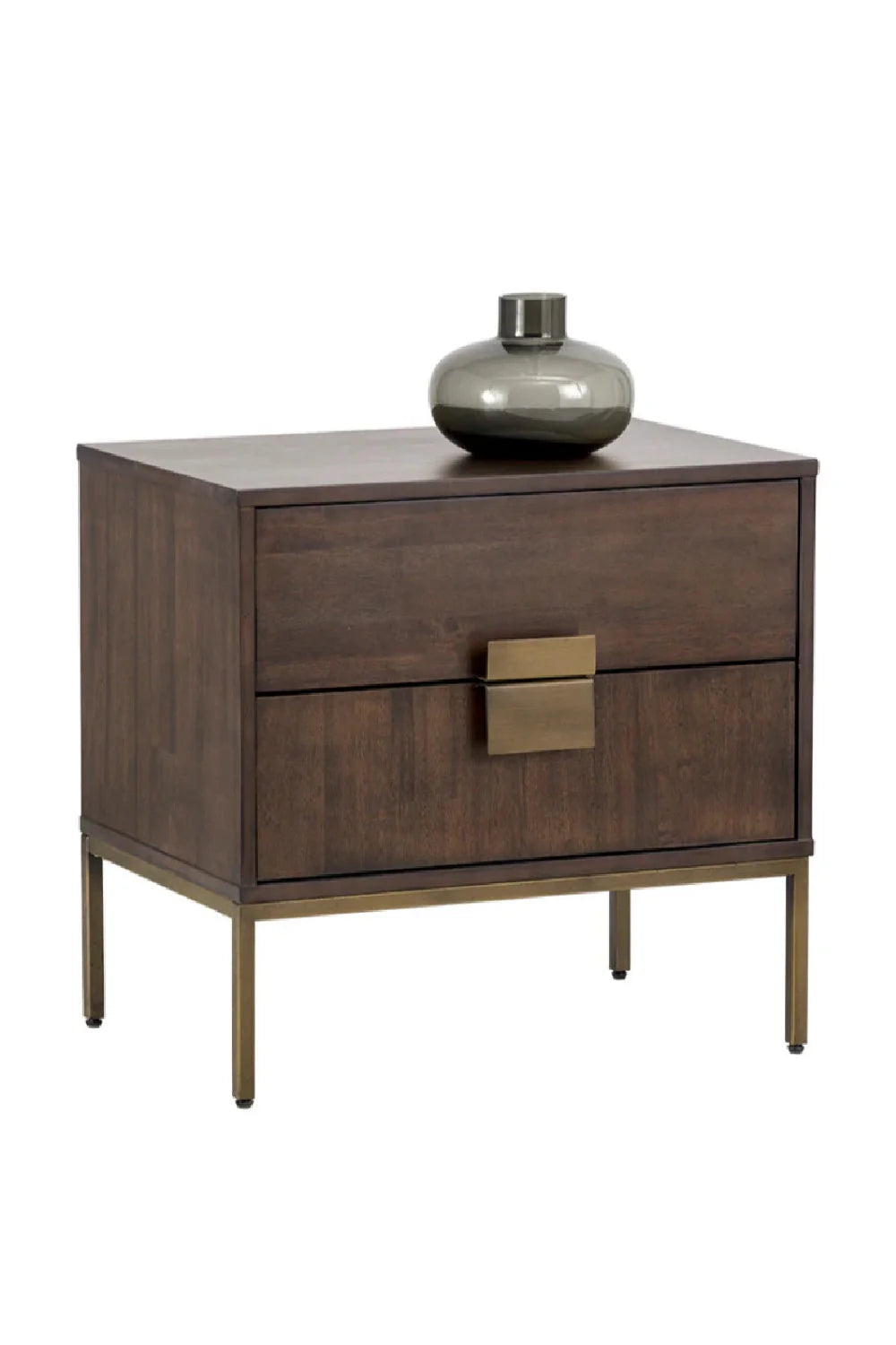 Luxury Modern Jade Acacia Wood 2-Drawer Nightstand European Style for Villa