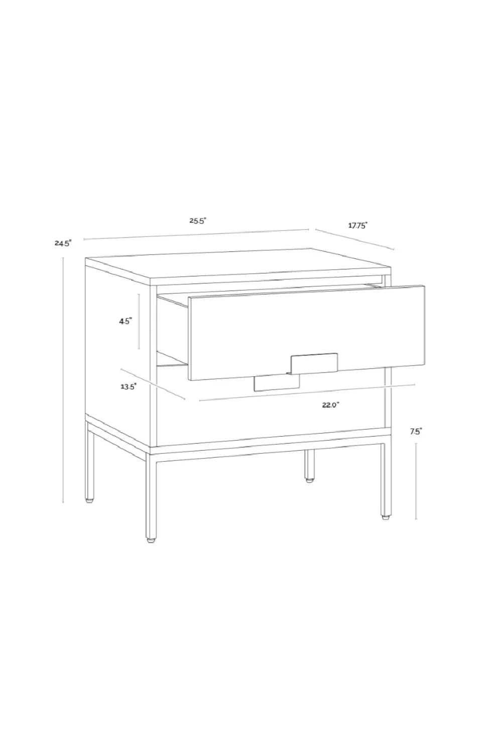 Luxury Modern Jade Acacia Wood 2-Drawer Nightstand European Style for Villa