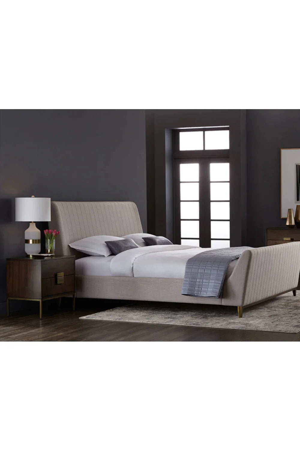 Luxury Modern Jade Acacia Wood 2-Drawer Nightstand European Style for Villa