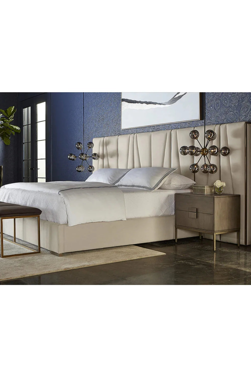 Luxury Modern Jade Acacia Wood 2-Drawer Nightstand European Style for Villa
