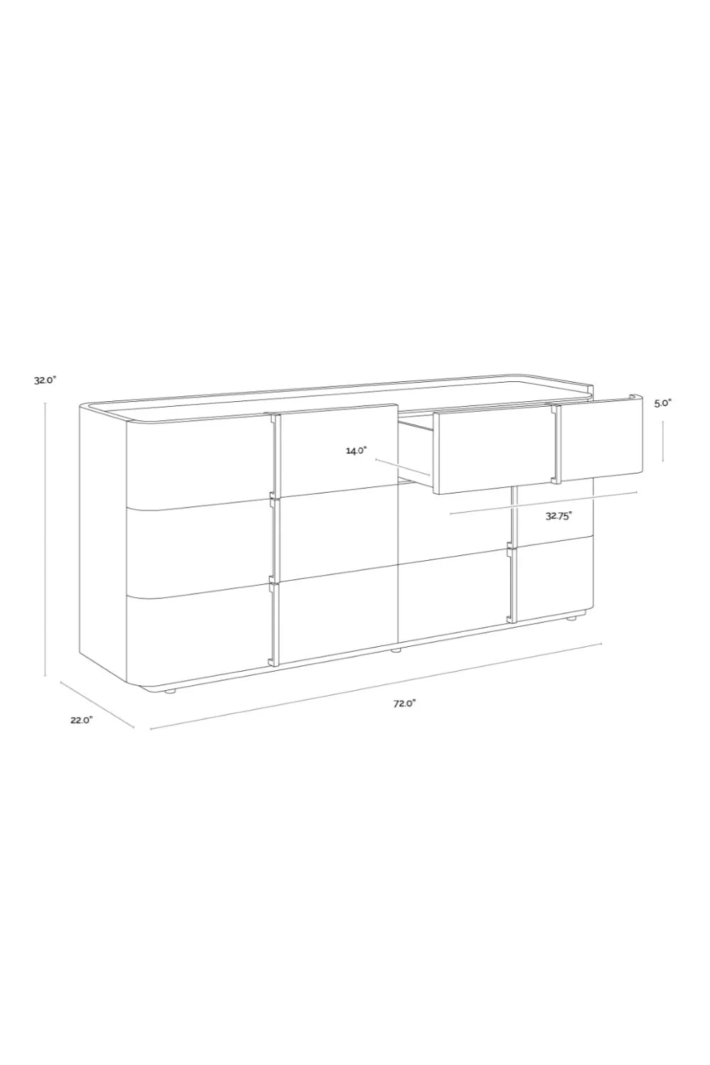 Luxury Modern Jamille 6-Drawer Dresser European Style for Villa