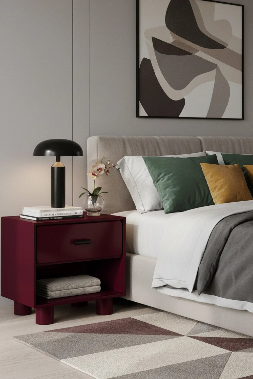Luxury Modern Jolene 1-Drawer Nightstand European Style for Villa